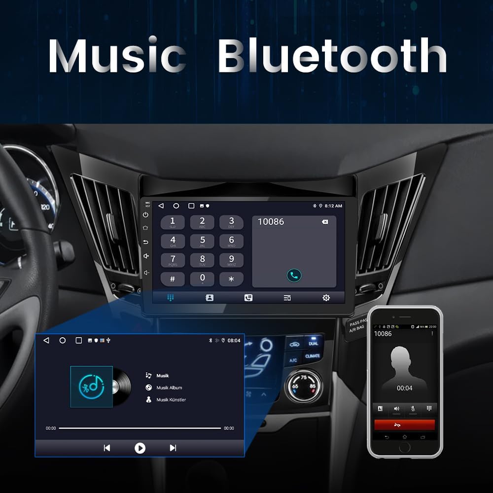 Car Radio Compatible for Hyundai Sonata 2011-2015, 9 Inch Touch Screen with GPS/FM/WiFi/USB, CarPlay Android