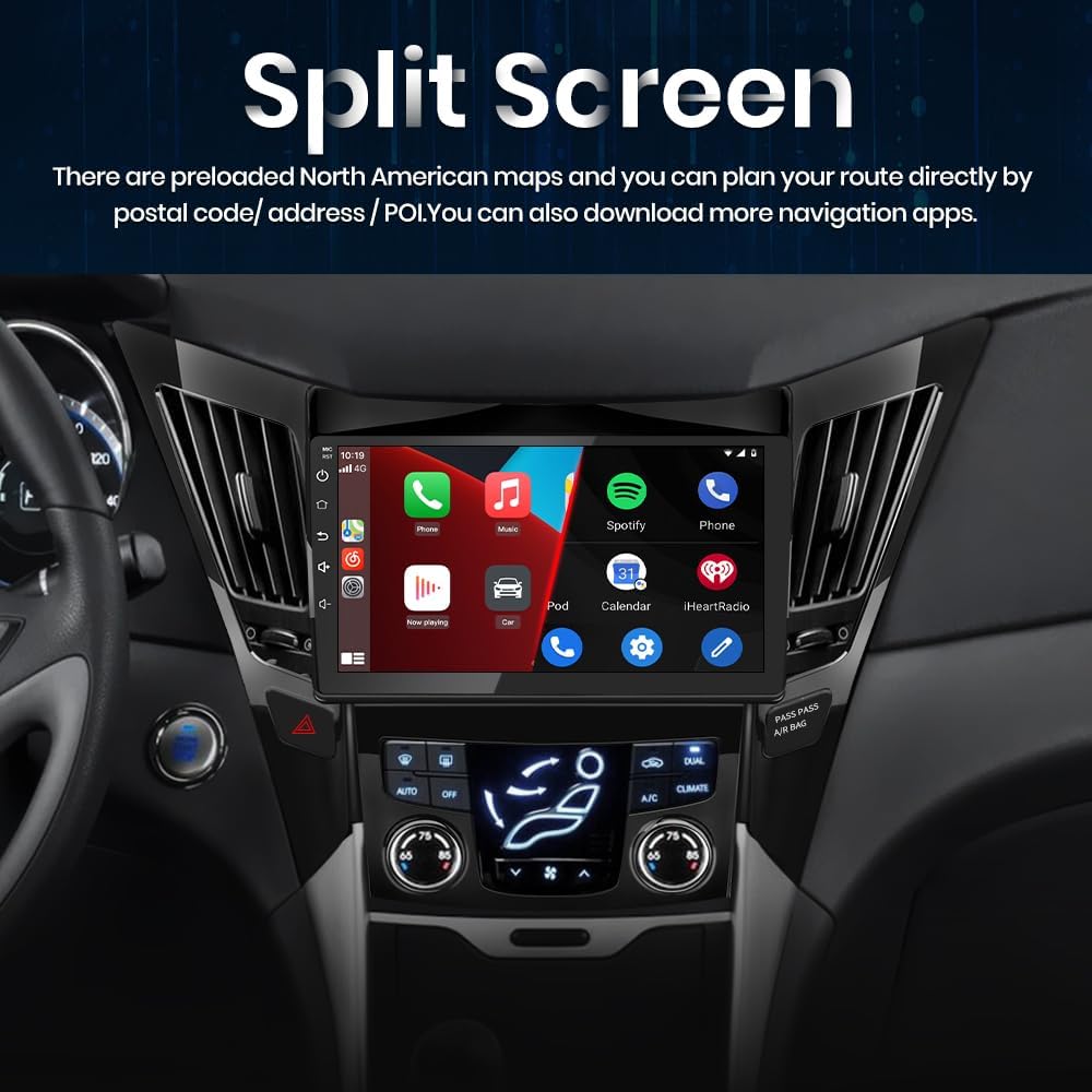 Car Radio Compatible for Hyundai Sonata 2011-2015, 9 Inch Touch Screen with GPS/FM/WiFi/USB, CarPlay Android