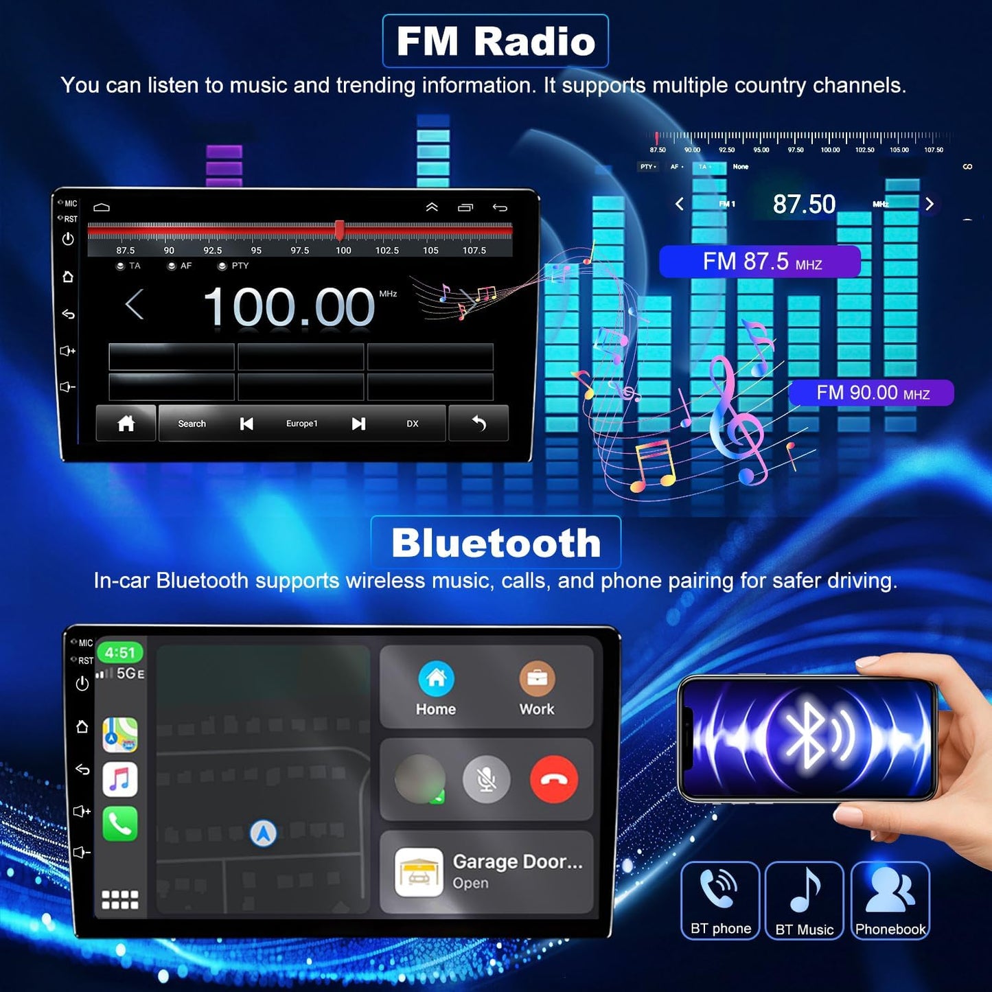 Car Radio For Toyota Tacoma 2005-2015, Car Audio 9inch Touch Screen Head Unit, Wireless Carplay Screen Android