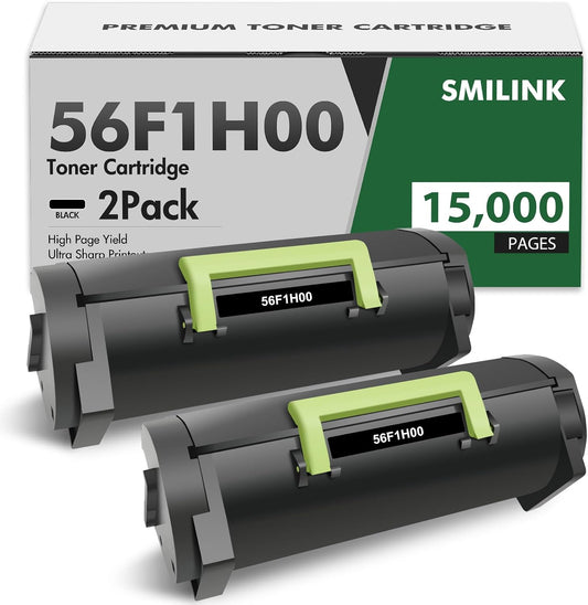 56F1H00 Black Toner Cartridge MS521dn MS421dn, 2Pack, Compatible for Lexmark MX321adn MX521de