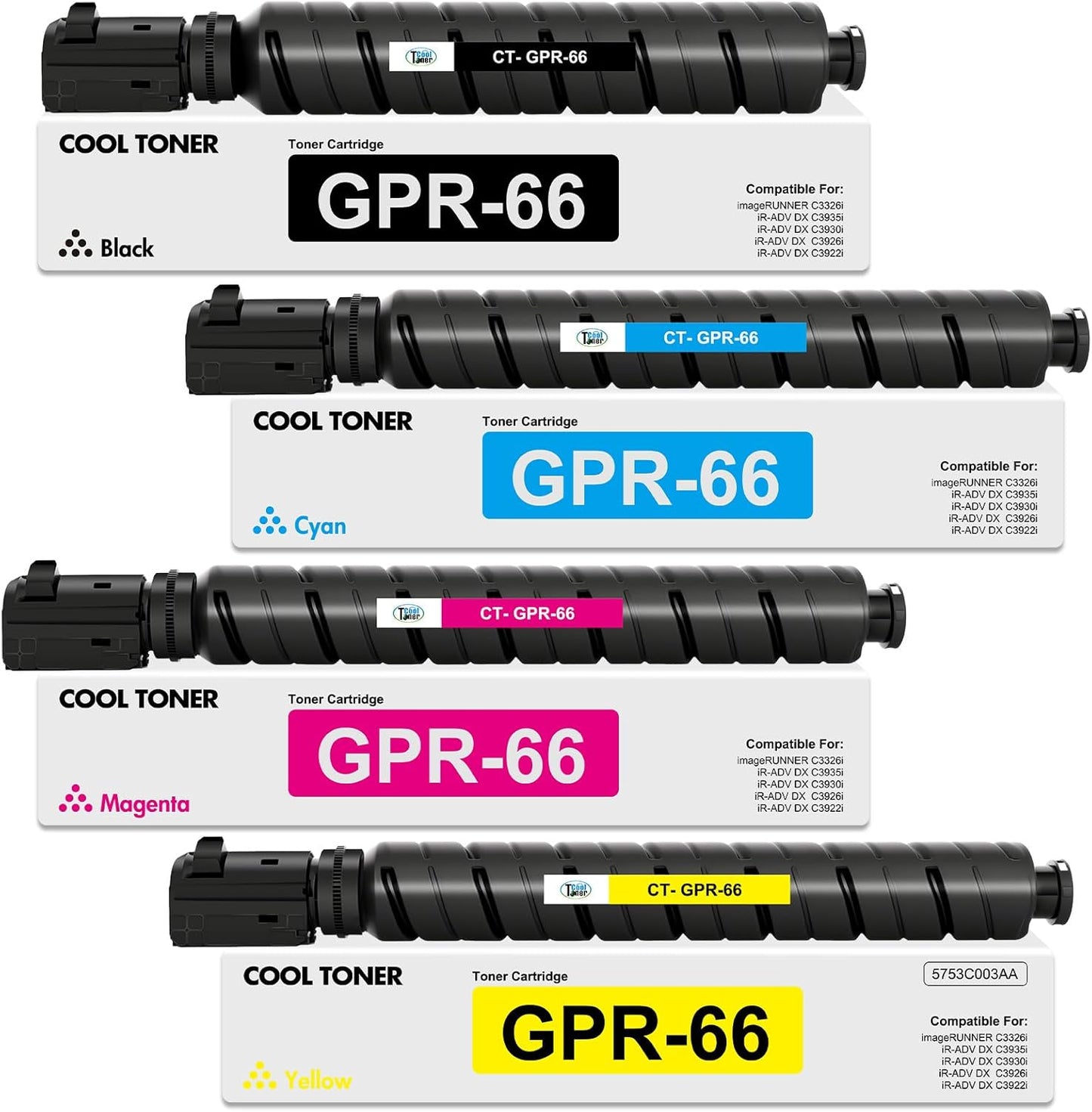 GPR66 GPR-66 Toner Cartridge Set High Yield Compatible Replacement for Canon GPR66, (4-Pack)
