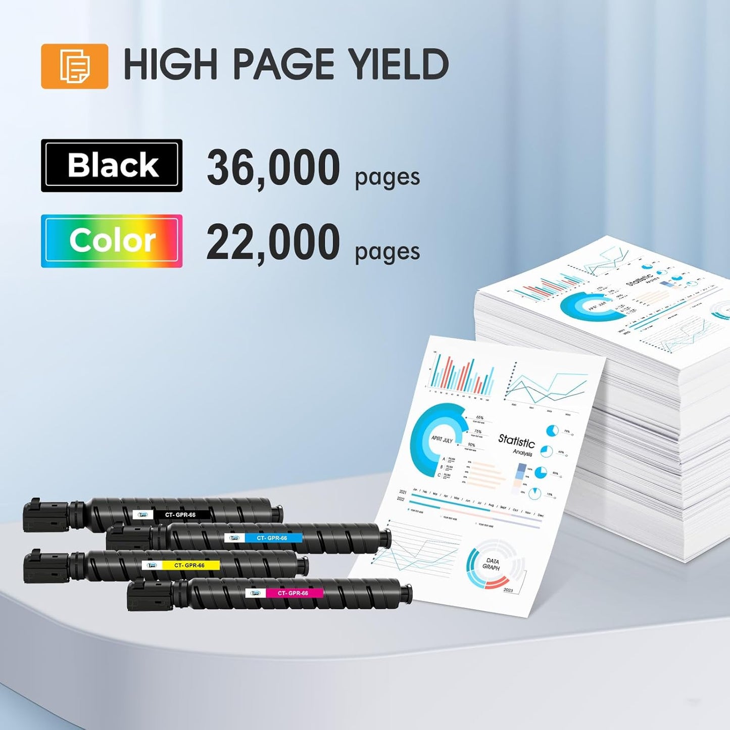 GPR66 GPR-66 Toner Cartridge Set High Yield Compatible Replacement for Canon GPR66, (4-Pack)