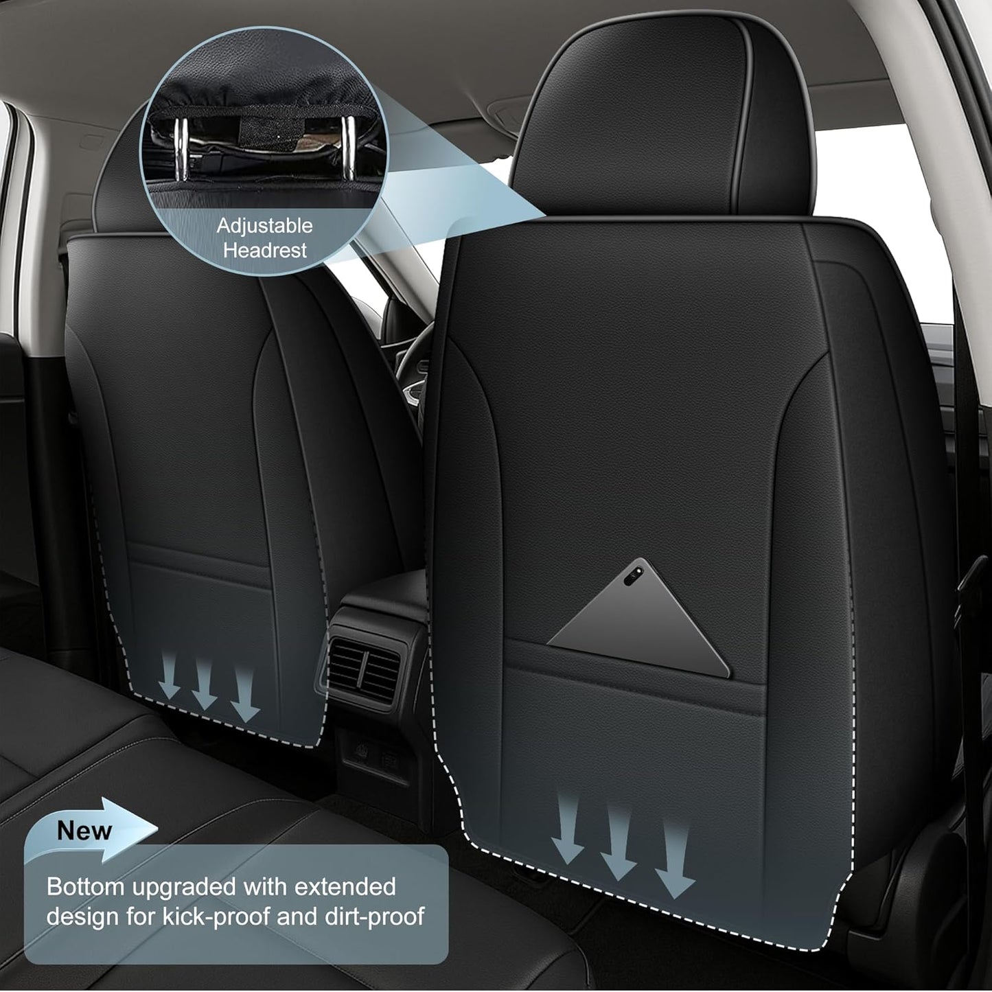 Seat Covers Fit for Toyota Tacoma 2024-26, Waterproof Faux Leather Car Seat Cover (2PCS Front, Black)