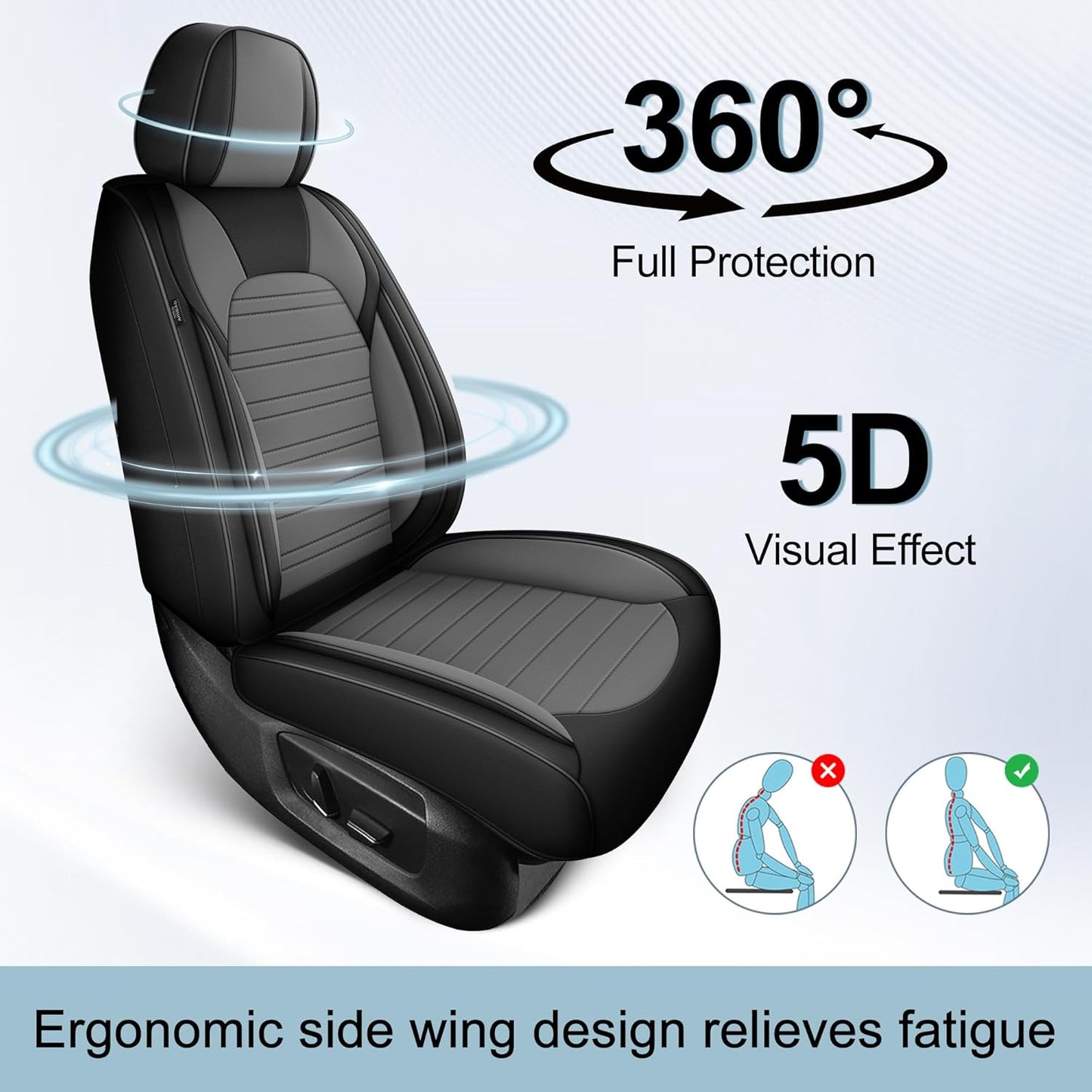 Seat Covers Fit for Toyota Tacoma 2024-26, Waterproof Faux Leather Car Seat Cover (2PCS Front, Black)