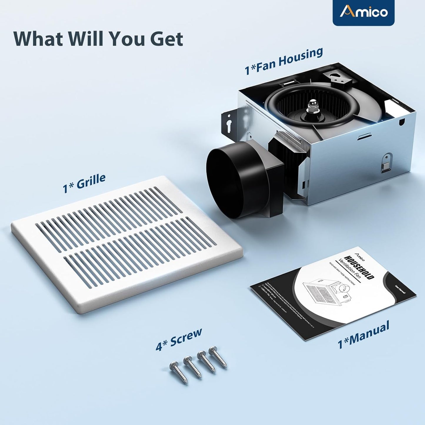 Bathroom Exhaust Fan 2 Pack, 80 CFM, 1.0 Sones, Low Noise, Easy to Install, Ceiling Mounted Retrofit Ventilation