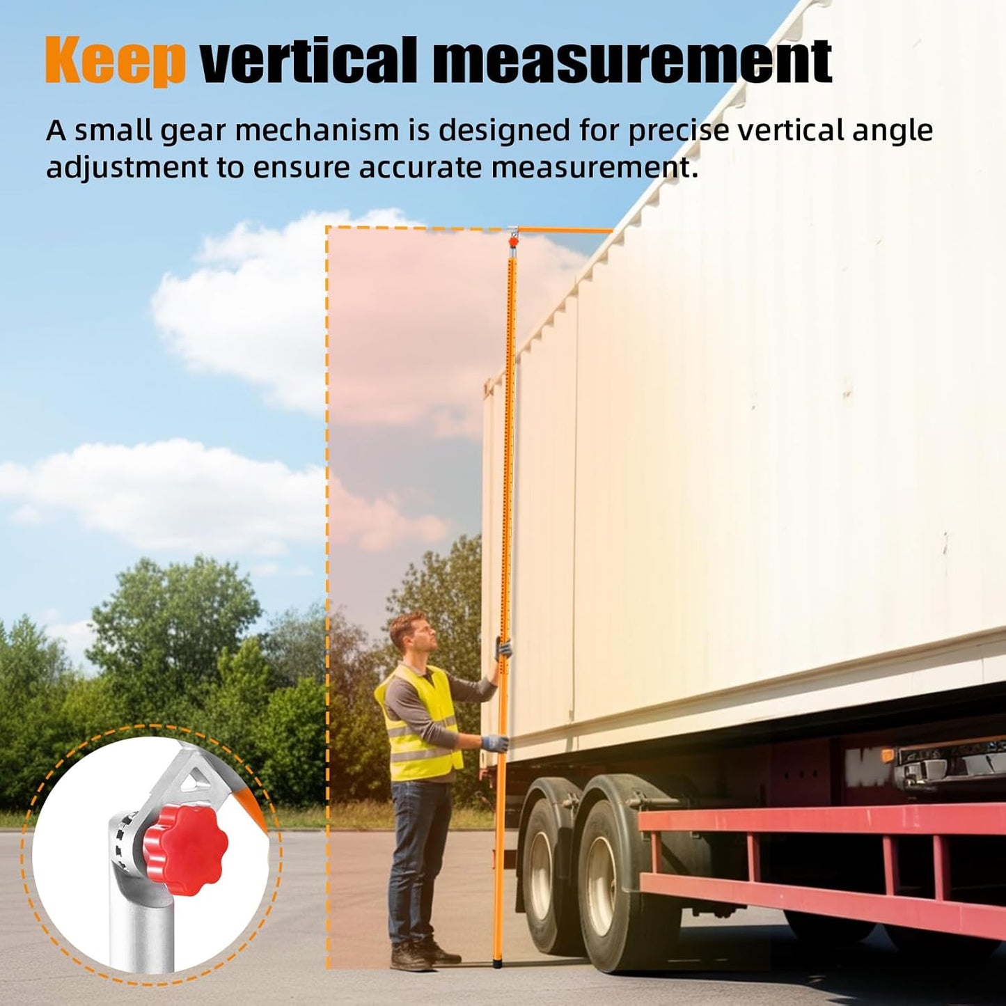 20FT Load Height Measuring Stick, Sturdy Fiberglass with Adjustable Pole, Non-Conductive