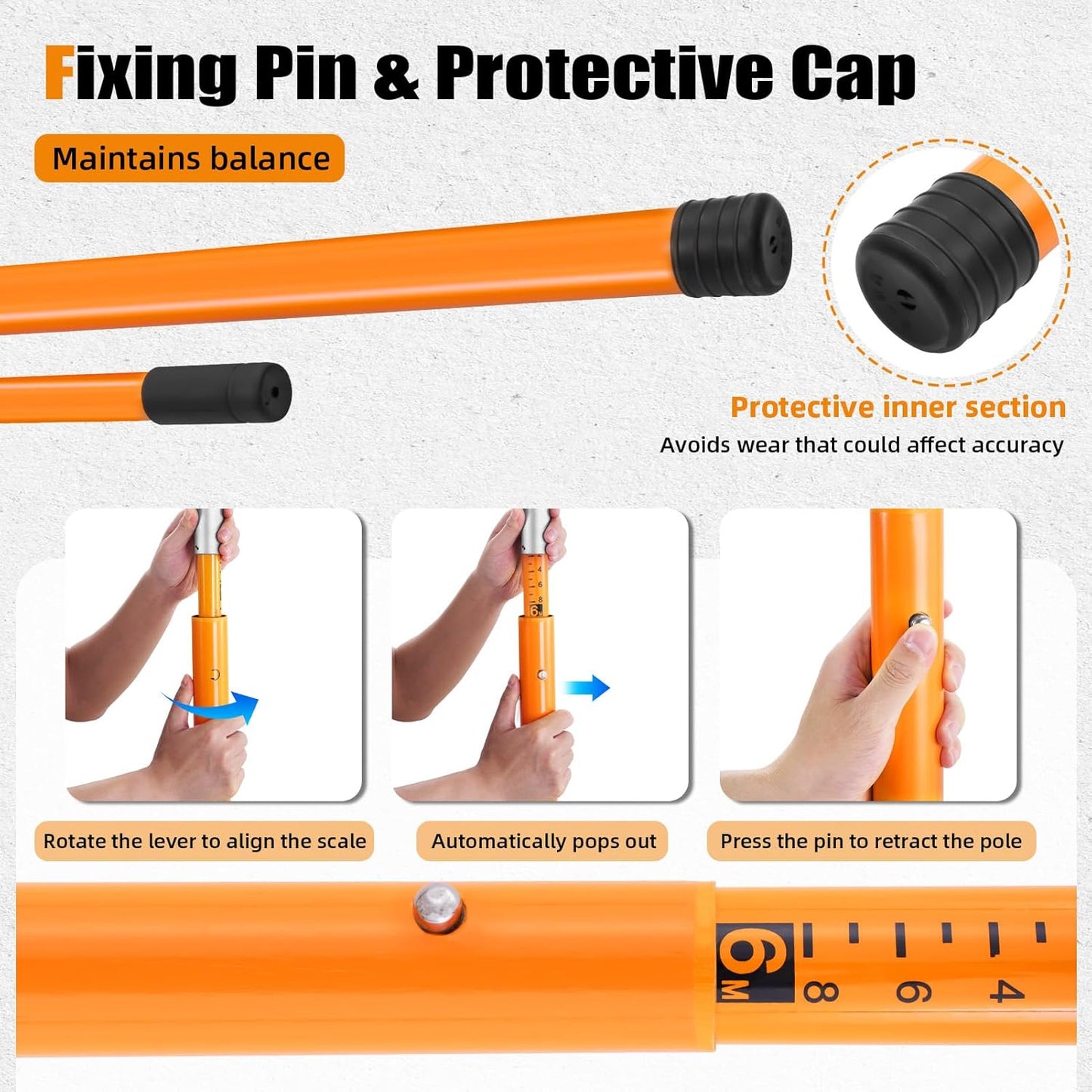 20FT Load Height Measuring Stick, Sturdy Fiberglass with Adjustable Pole, Non-Conductive