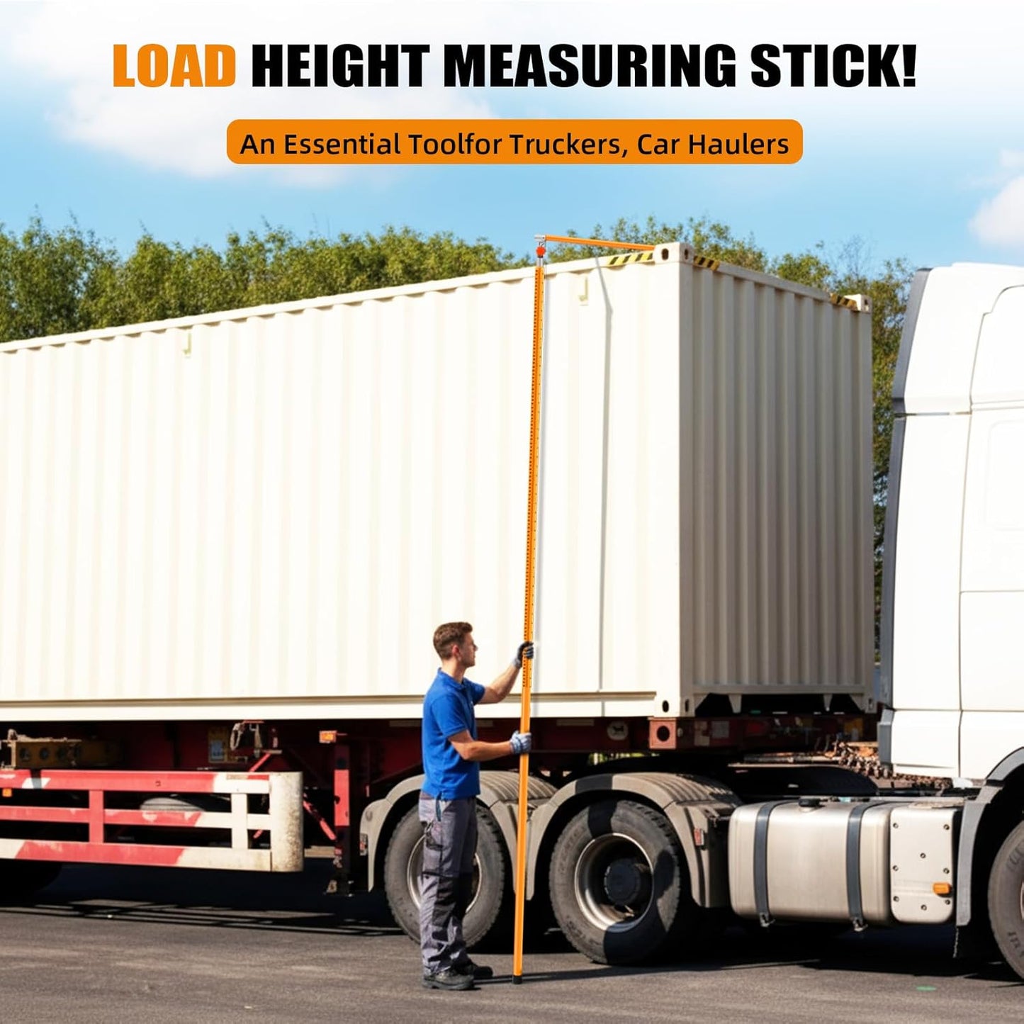 20FT Load Height Measuring Stick, Sturdy Fiberglass with Adjustable Pole, Non-Conductive