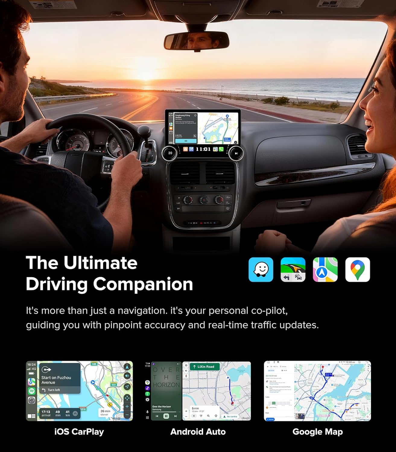 11.5 Inch Dual Knobs, Radio for Dodge Caravan 2011-2020 | Wireless CarPlay Android, QLED Touch Screen