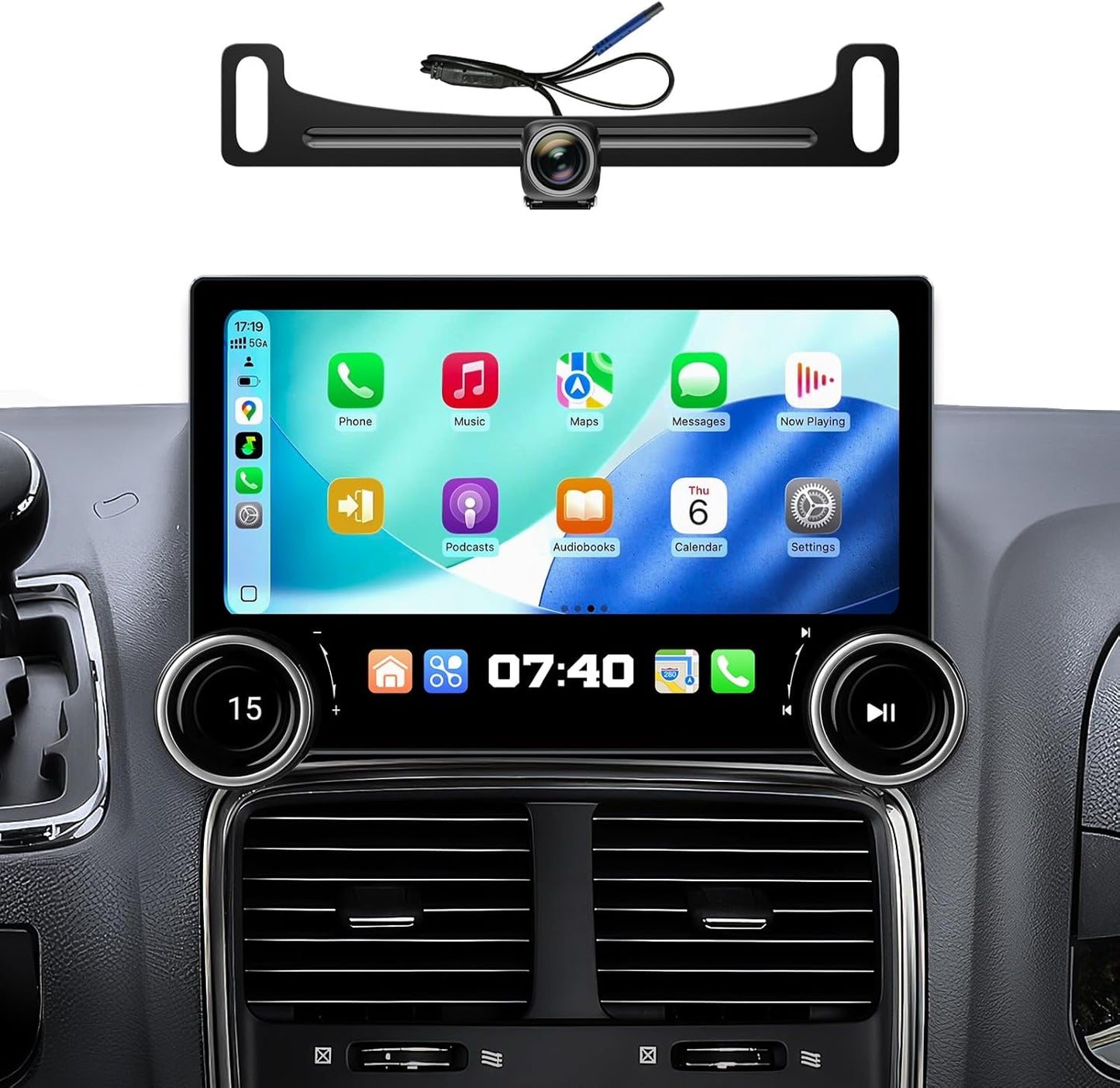 11.5 Inch Dual Knobs, Radio for Dodge Caravan 2011-2020 | Wireless CarPlay Android, QLED Touch Screen