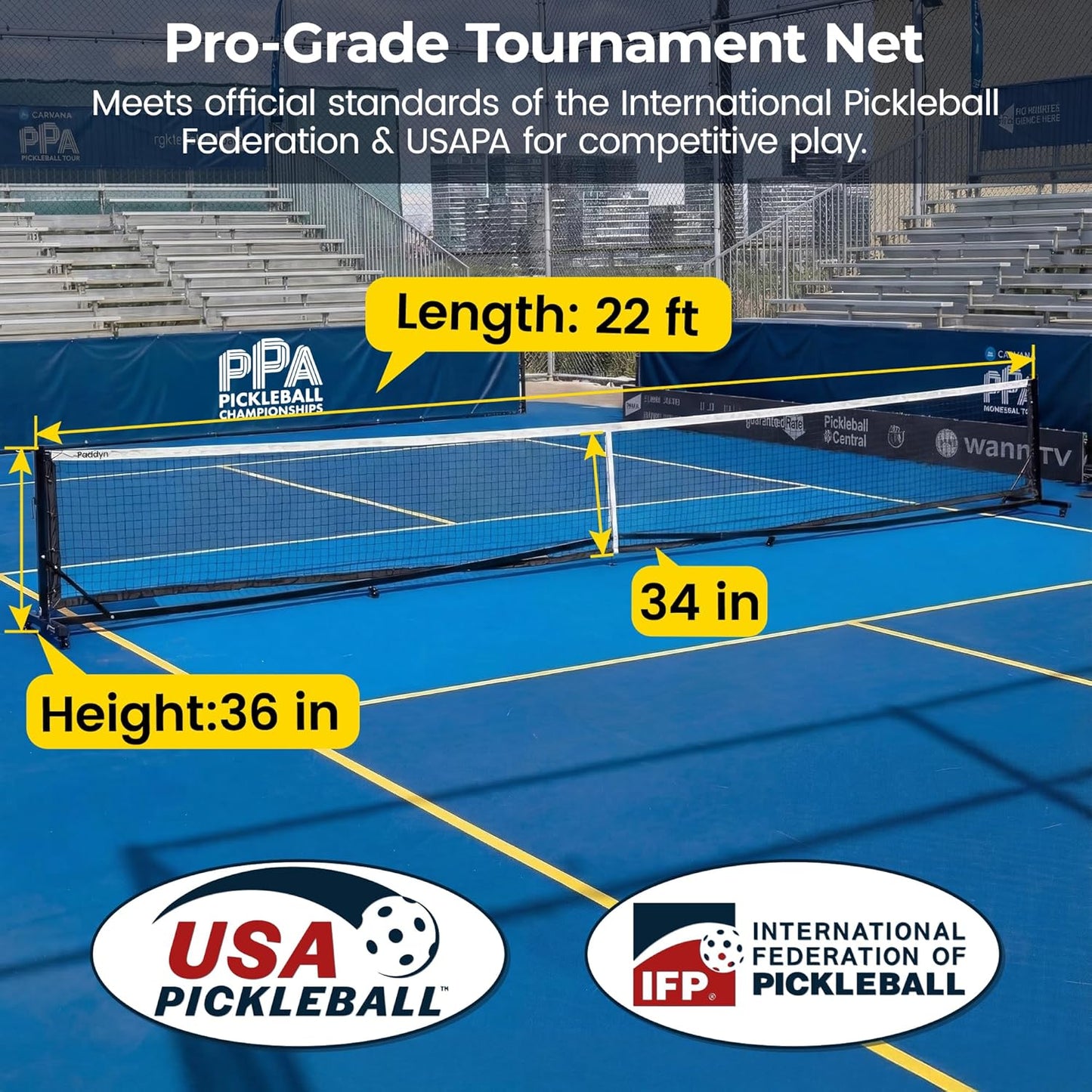 Pickleball Net Portable Outdoor with Wheels & 22FT Hand-Crank Tensioning Pickleball Net, Pro-Grade