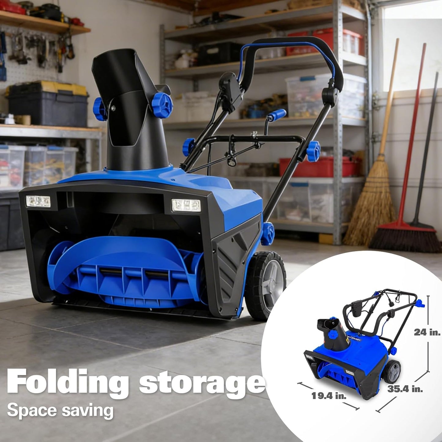 20-Inch Electric Snow Blower, 15 Amp Walk-Behind Corded  with Dual LED Lights, 30ft Throwing Distance