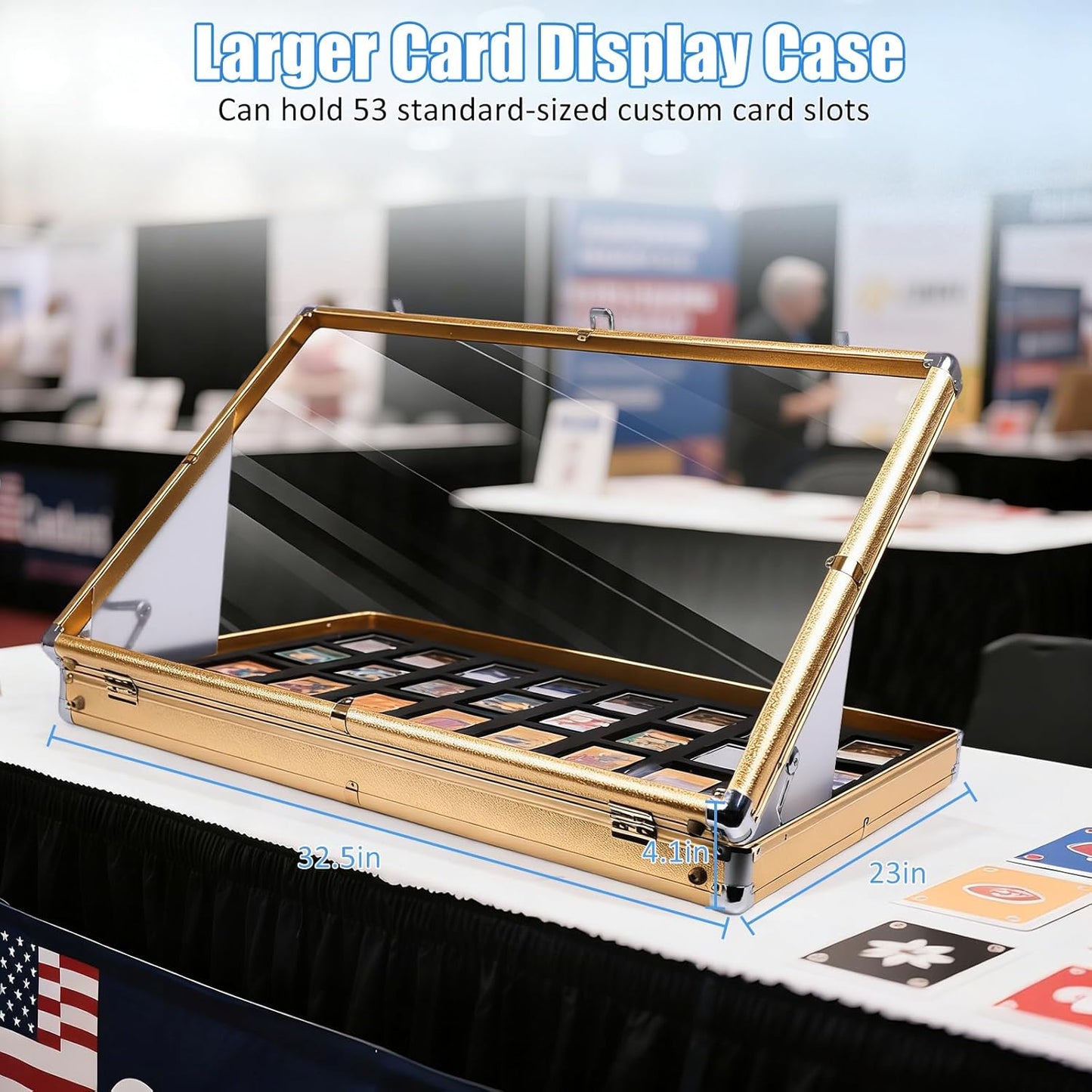 34'x22' Trading Card Display Case w/ Aluminum Frame & Acrylic Side Panels, Dual Security w/ Combo & Key Lock
