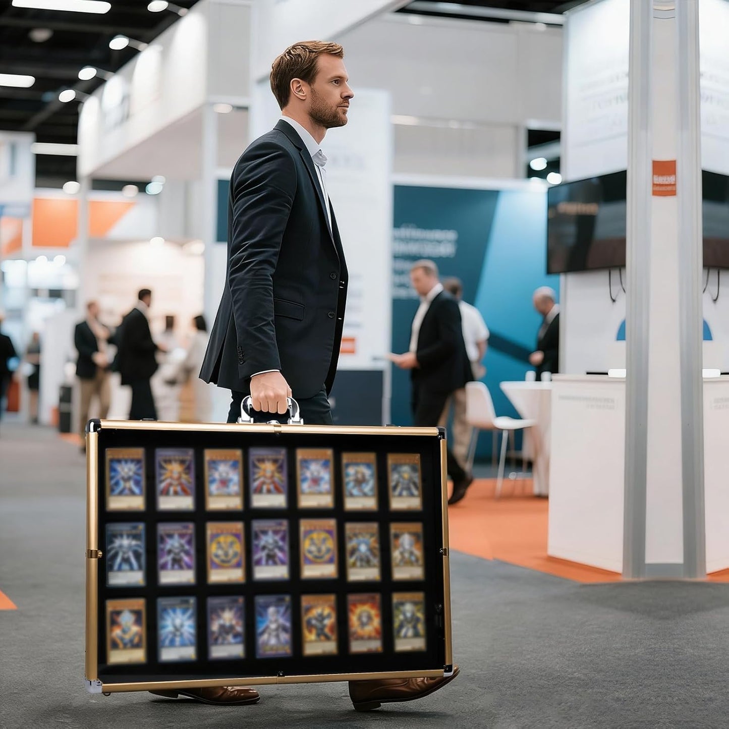 34'x22' Trading Card Display Case w/ Aluminum Frame & Acrylic Side Panels, Dual Security w/ Combo & Key Lock