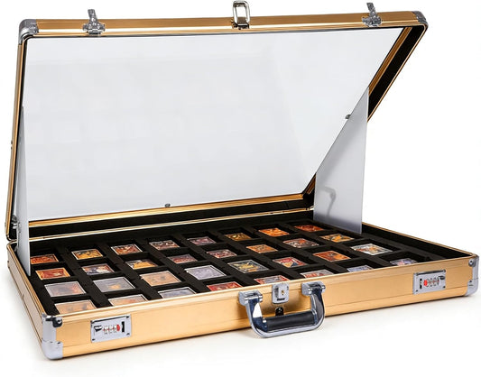 34'x22' Trading Card Display Case w/ Aluminum Frame & Acrylic Side Panels, Dual Security w/ Combo & Key Lock