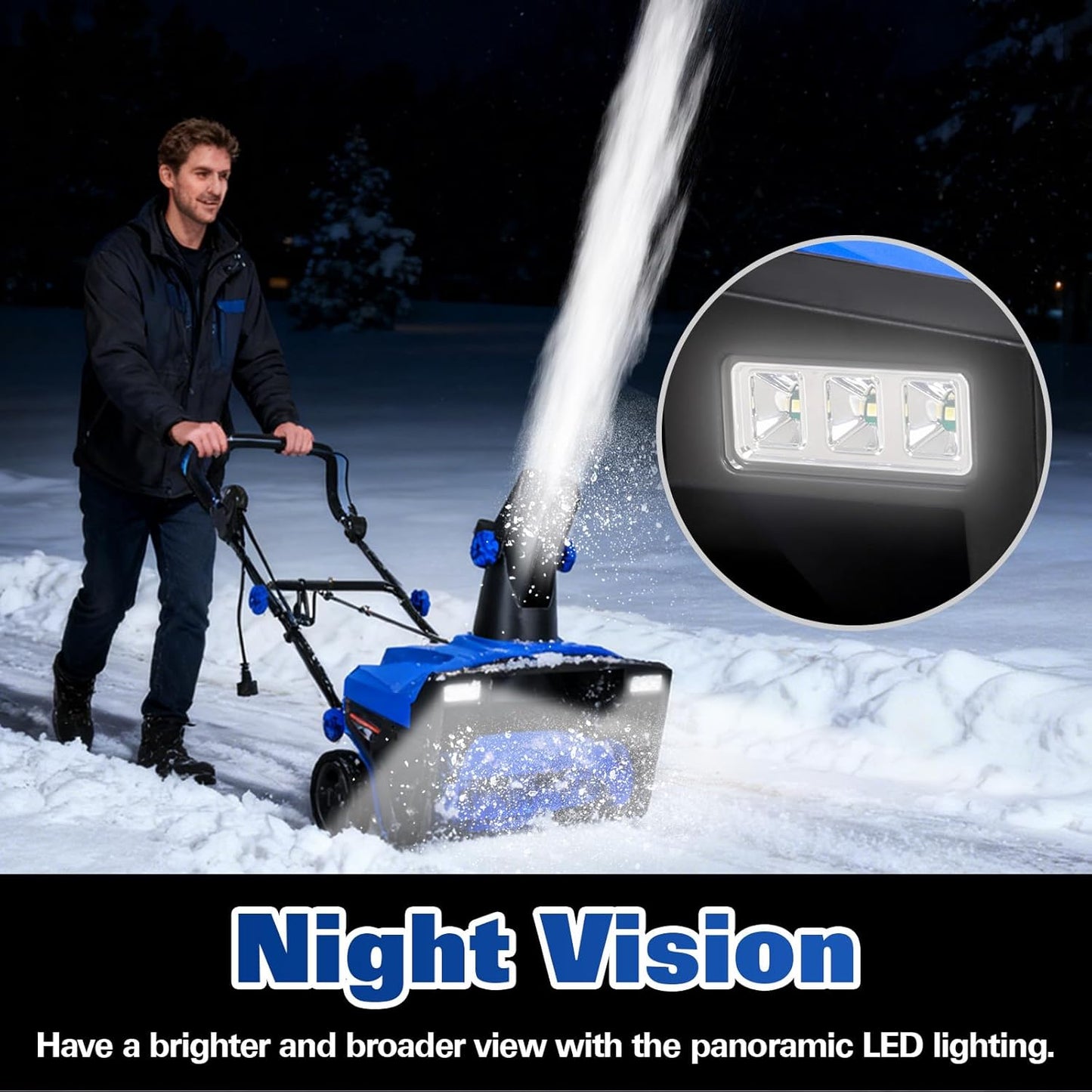 Corded Snow Blower 20 Inch, 15A Corded with Dual LED Headlights and 180° Rotating Chute, 30FT Throwing Distance