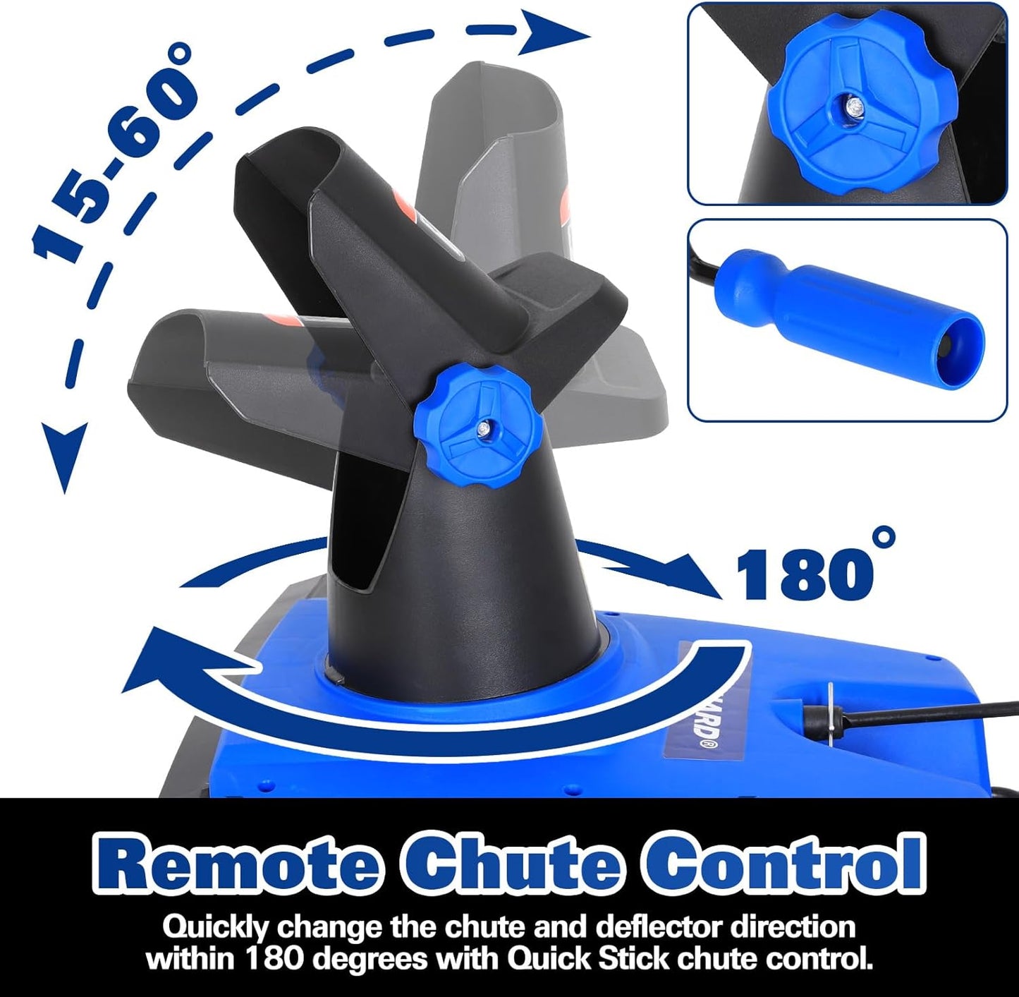 Corded Snow Blower 20 Inch, 15A Corded with Dual LED Headlights and 180° Rotating Chute, 30FT Throwing Distance