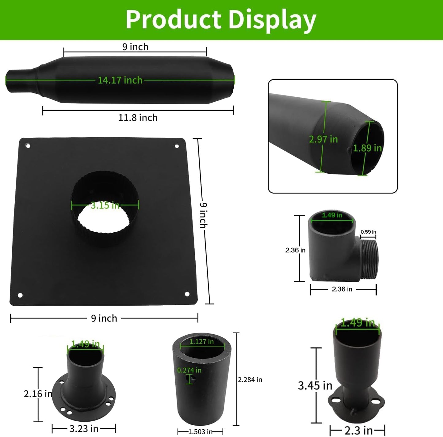 Generator Exhaust Extension Silencer Kit With Insulated Through-Wall Mounting Plate, Reduce Noise By 52%