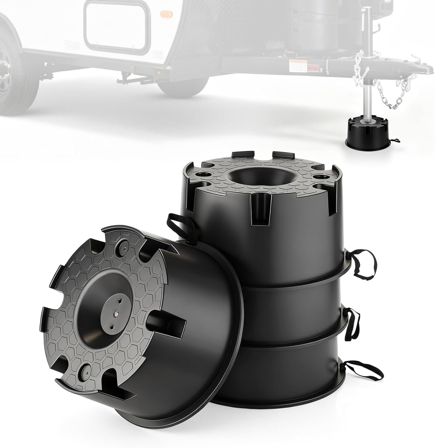 4PCS RV Jack Blocks, Stackable Heavy Duty Jack Pads with 40,000 lbs Load Capacity, 9' 5th Wheel & Scissor Stabilizers