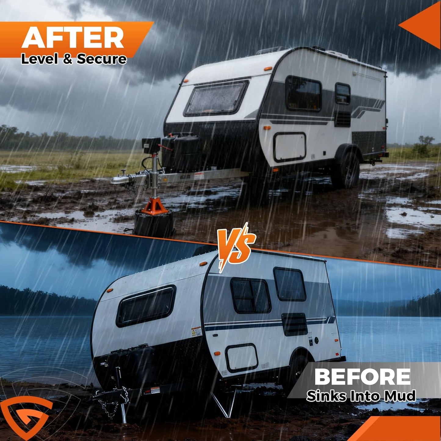 4PCS RV Jack Blocks, Stackable Heavy Duty Jack Pads with 40,000 lbs Load Capacity, 9' 5th Wheel & Scissor Stabilizers