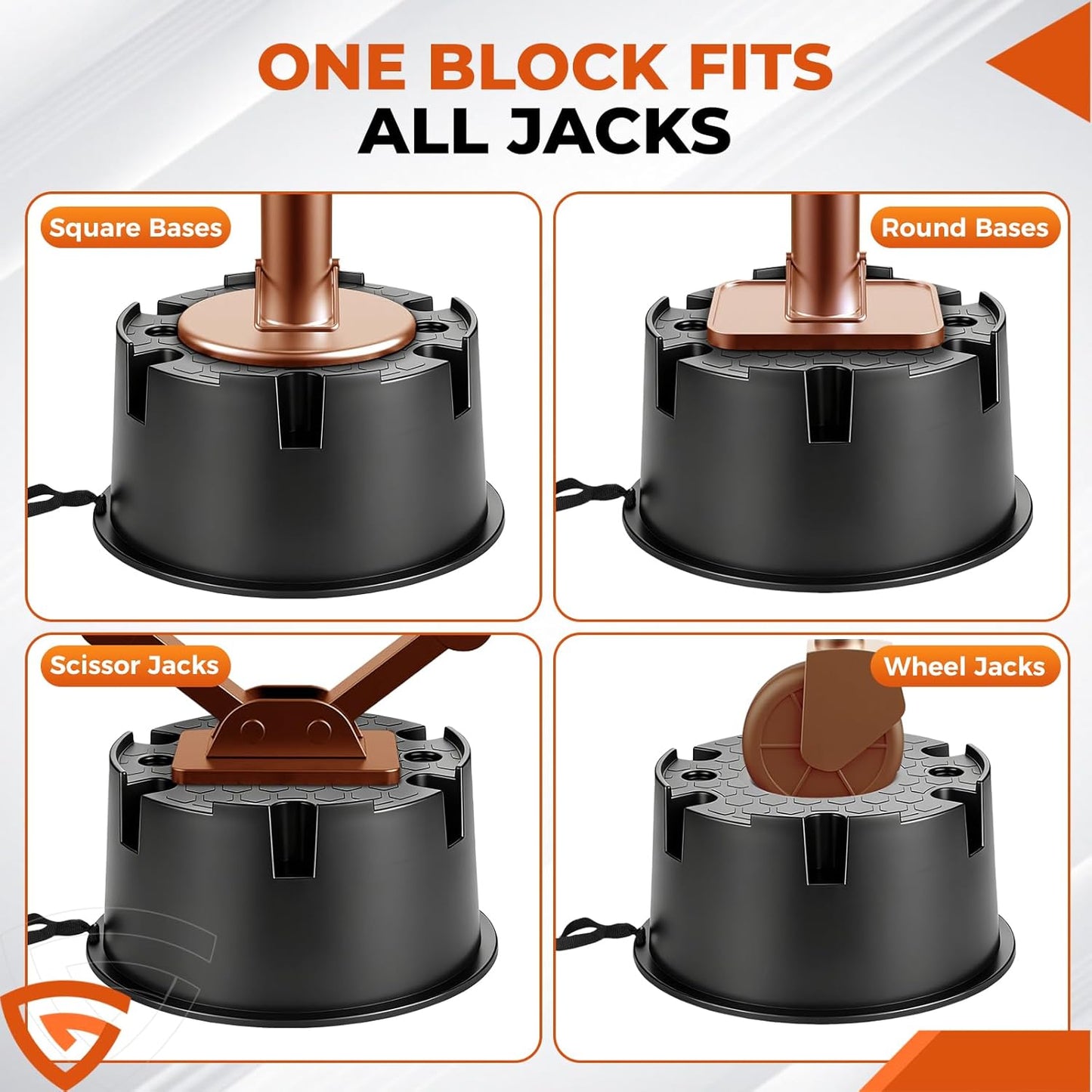 4PCS RV Jack Blocks, Stackable Heavy Duty Jack Pads with 40,000 lbs Load Capacity, 9' 5th Wheel & Scissor Stabilizers