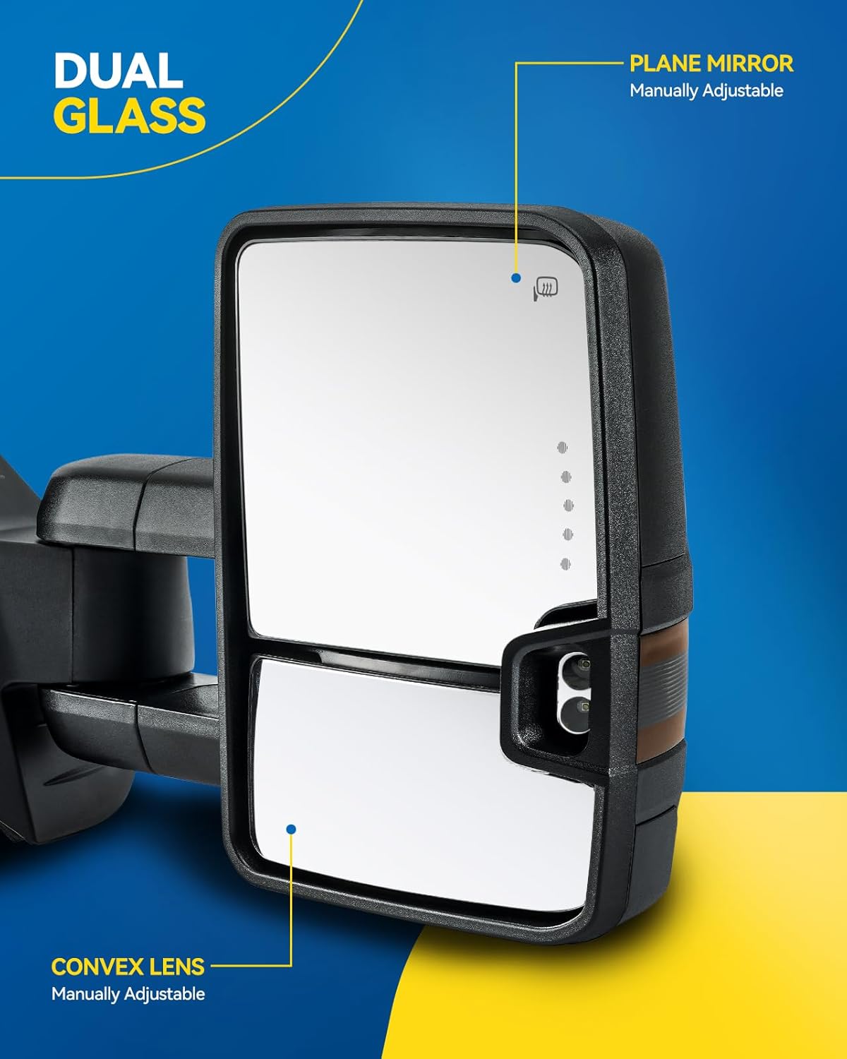 Towing Mirrors Compatible with 1999-2016 F-250 Super Duty, 1999-2016 F-350 Super Duty Towing Mirrors