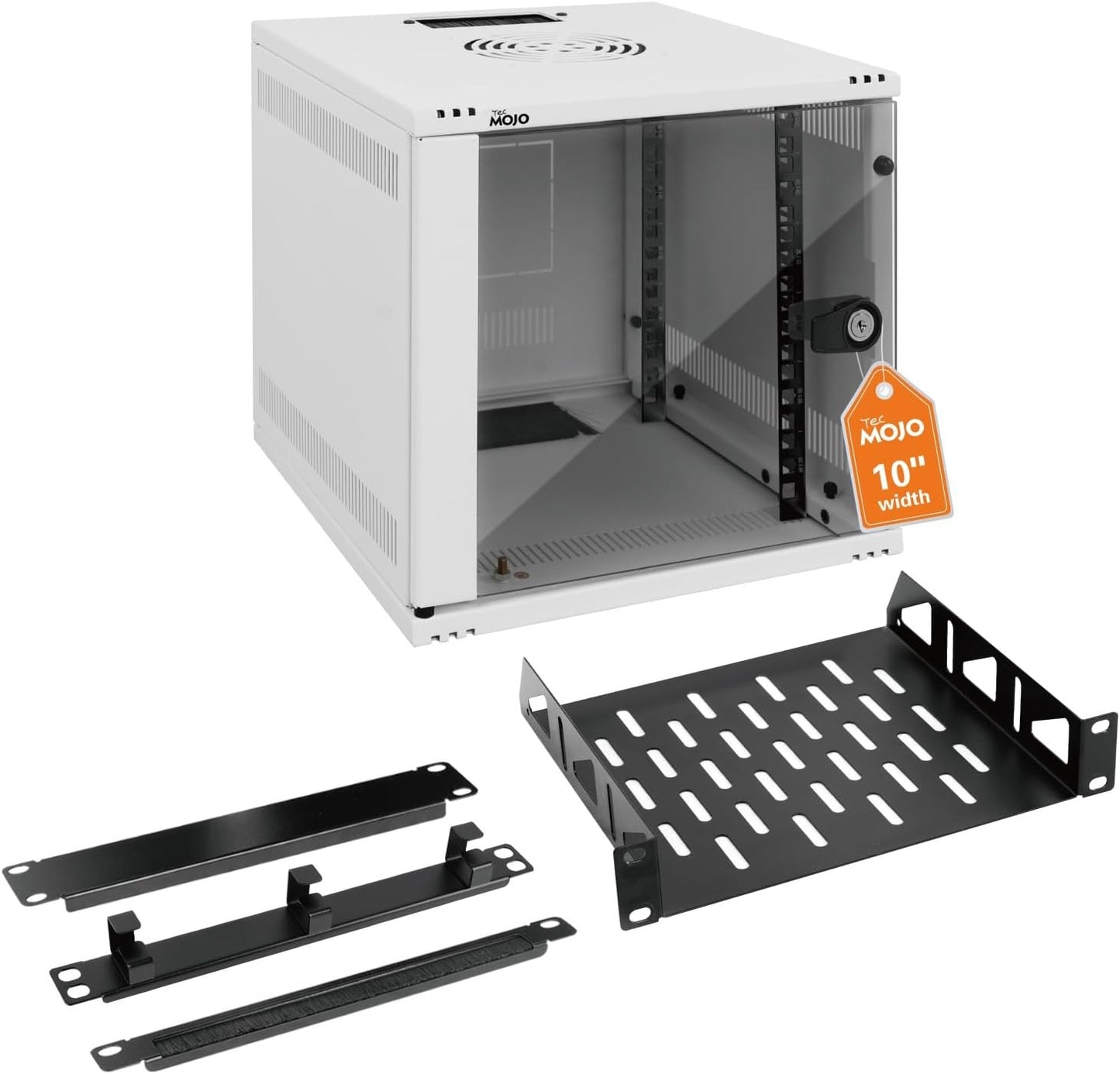 10 inch Rack, Wall Mount Network Cabinet Set,12.3W x 13D x 11.8H- Load Capacity 110Lbs(50 kg), White