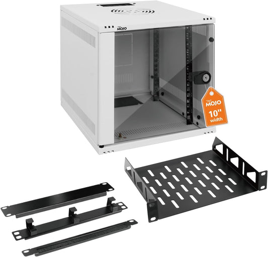 10 inch Rack, Wall Mount Network Cabinet Set,12.3W x 13D x 11.8H- Load Capacity 110Lbs(50 kg), White