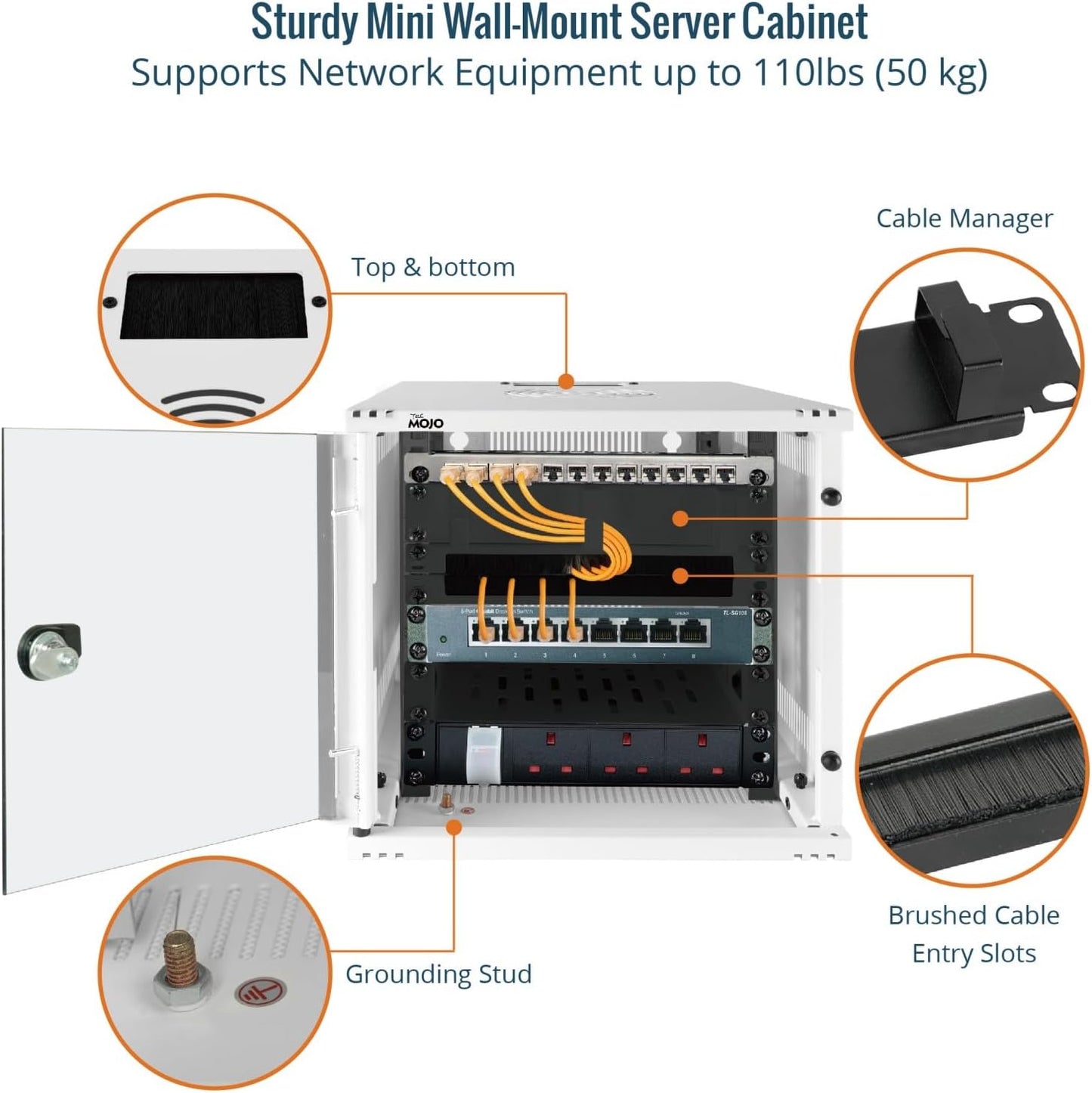 10 inch Rack, Wall Mount Network Cabinet Set,12.3W x 13D x 11.8H- Load Capacity 110Lbs(50 kg), White