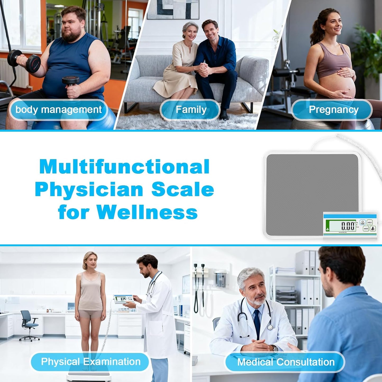 Medical Grade Floor Scale (660 lb),Pro Physician Scale with Digital Display, High Accuracy and Heavy Duty, Portable