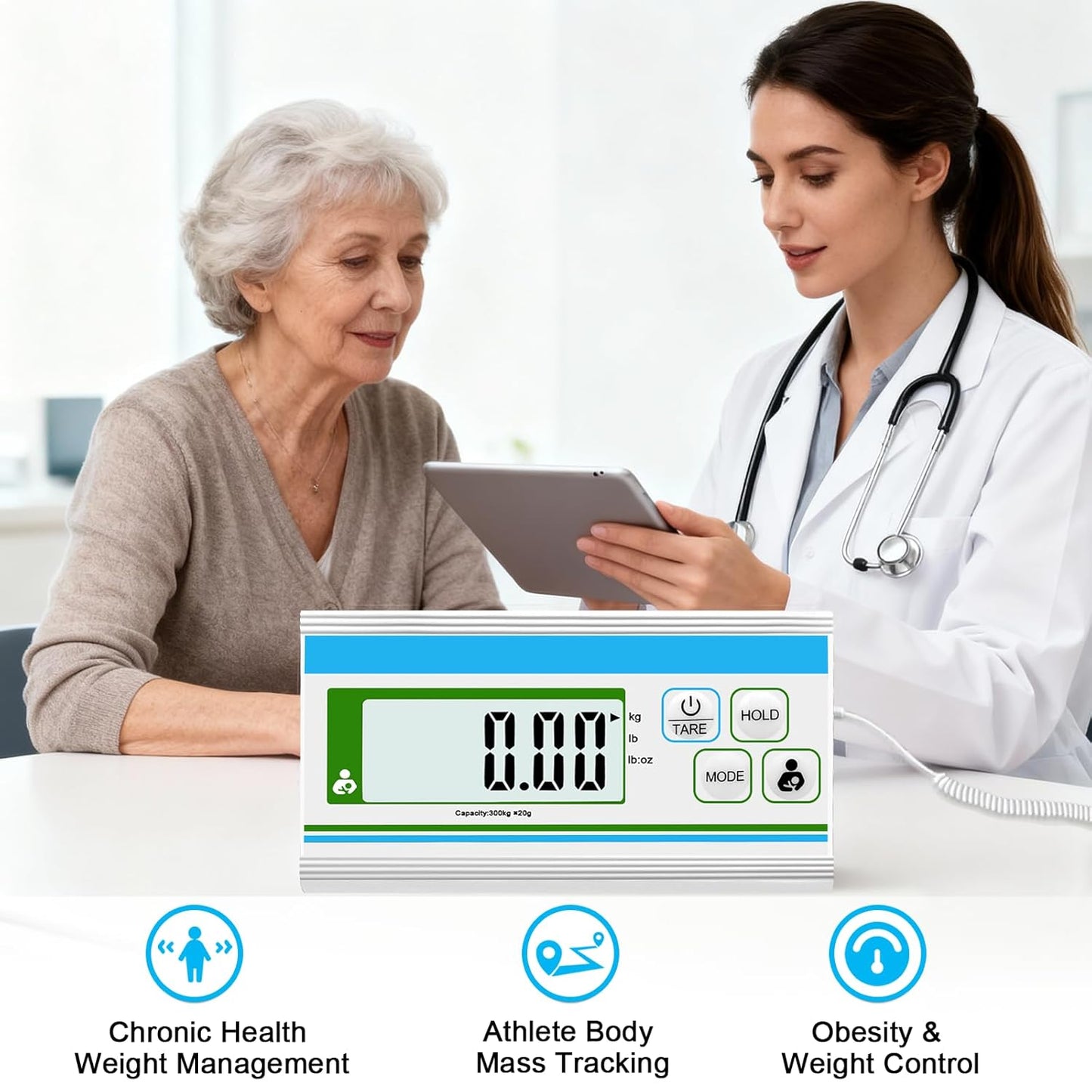 Medical Grade Floor Scale (660 lb),Pro Physician Scale with Digital Display, High Accuracy and Heavy Duty, Portable