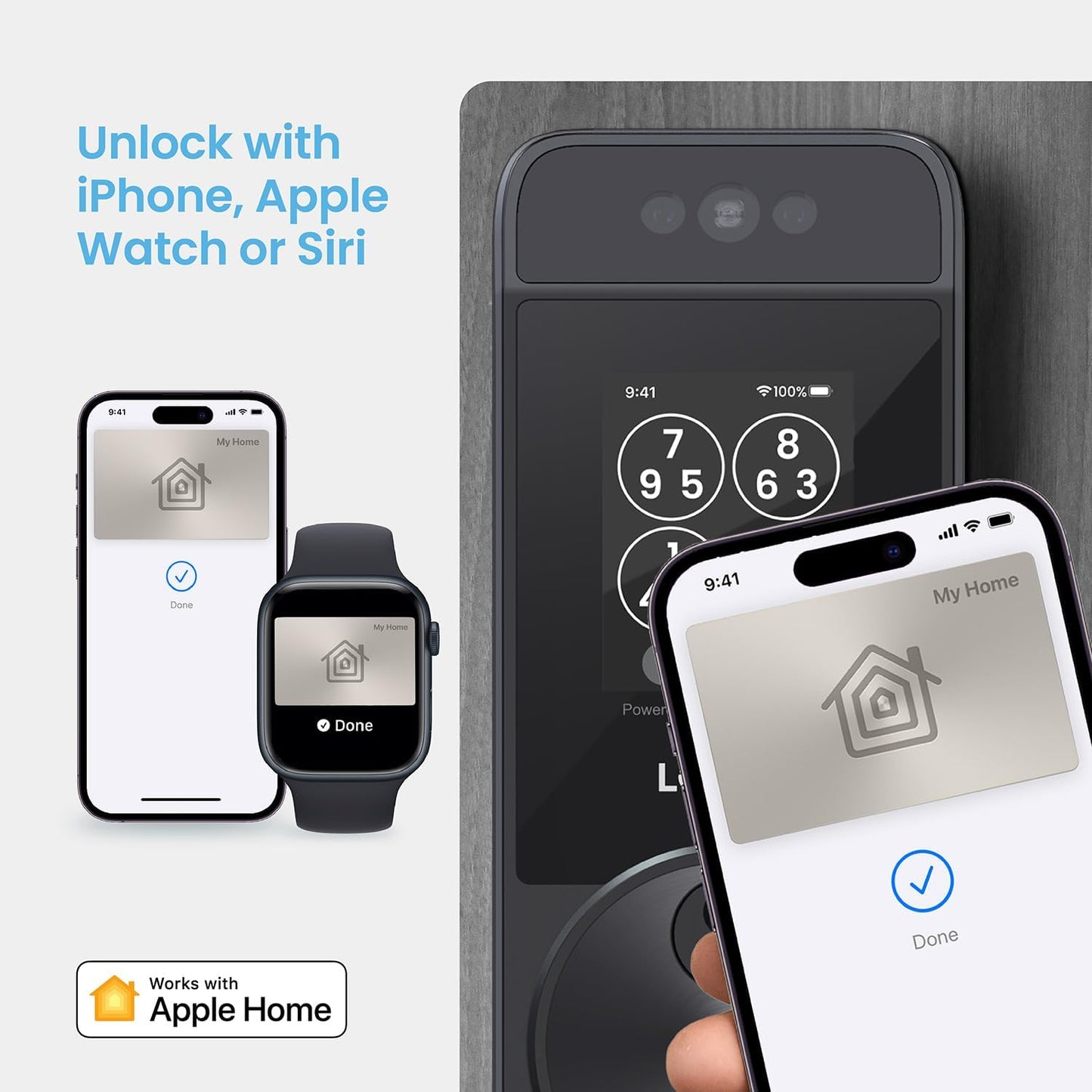 Smart Lock, Facial Recognition & Fingerprint Keyless Entry Door Lock, Built-in Wi-Fi Deadbolt with Apple Home Key