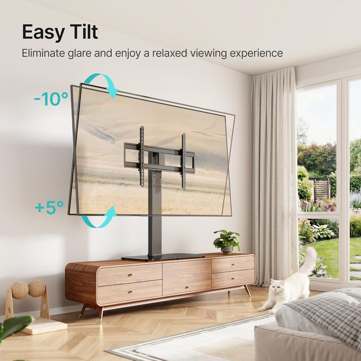 Swivel Universal TV Stand with Mount for 43-90'' TVs, Holds 154 lbs, Height Adjustable Large Table top tv Stand
