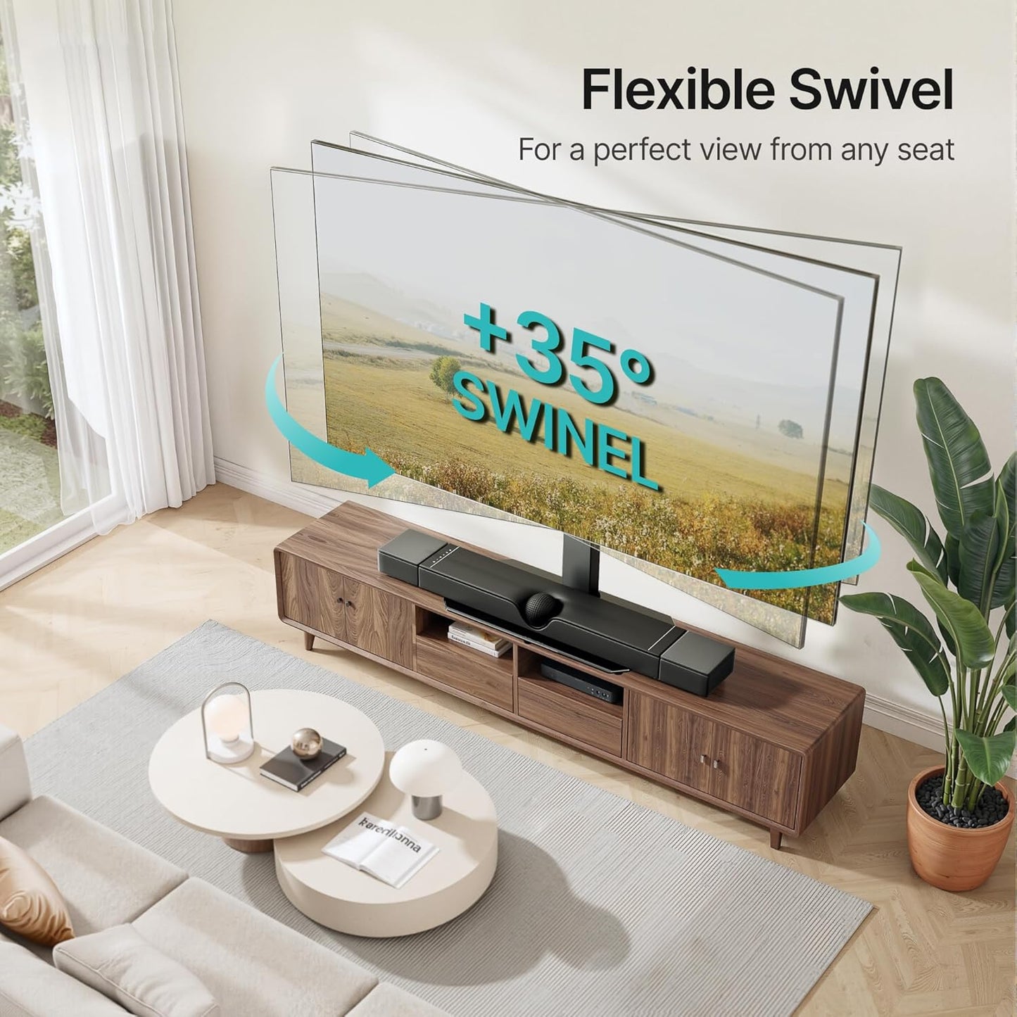 Swivel Universal TV Stand with Mount for 43-90'' TVs, Holds 154 lbs, Height Adjustable Large Table top tv Stand