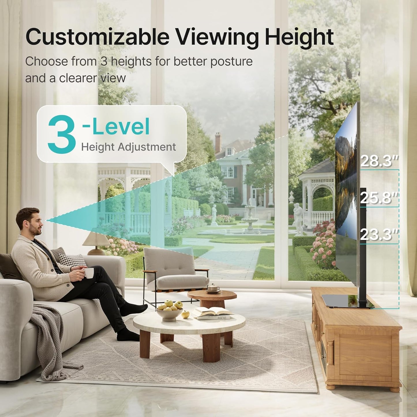 Swivel Universal TV Stand with Mount for 43-90'' TVs, Holds 154 lbs, Height Adjustable Large Table top tv Stand