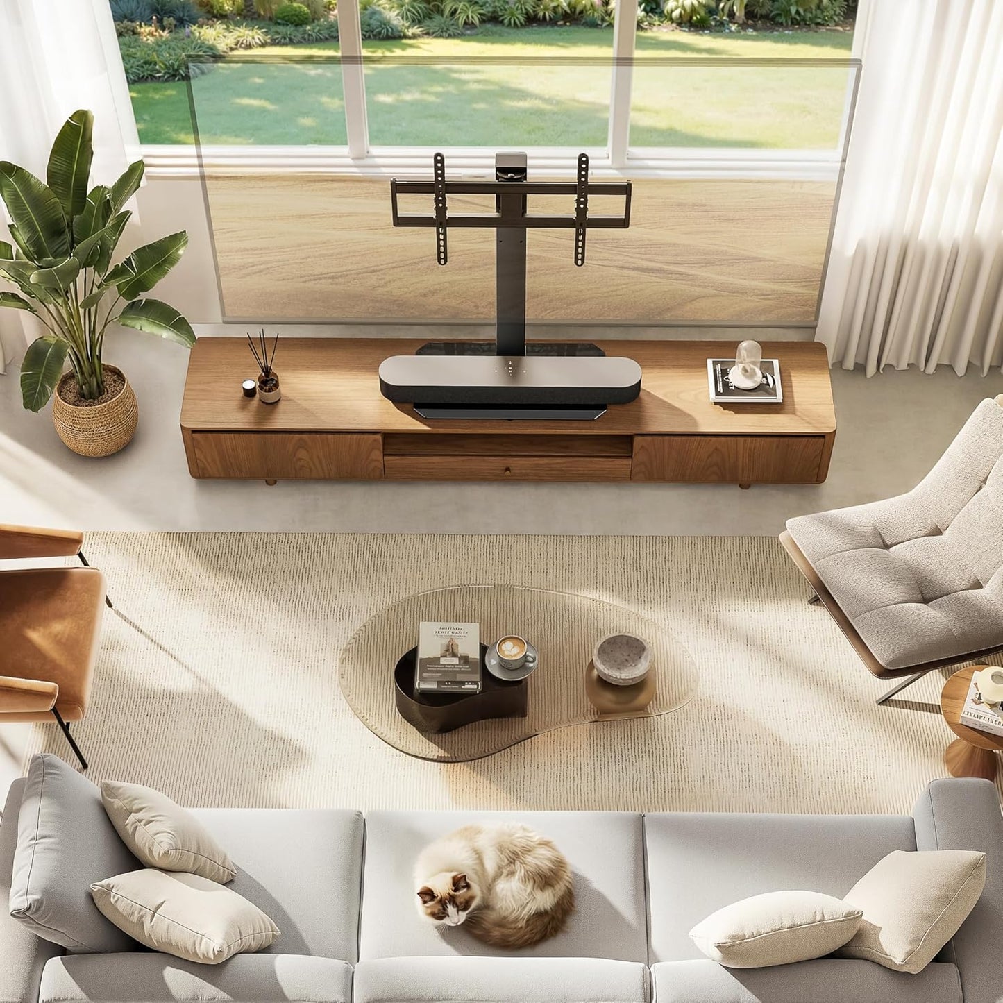 Swivel Universal TV Stand with Mount for 43-90'' TVs, Holds 154 lbs, Height Adjustable Large Table top tv Stand
