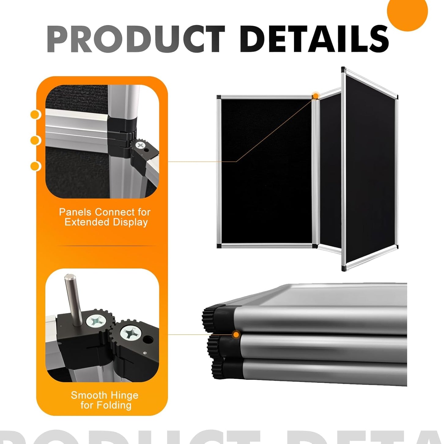 3+1 Panel Double-Sided Black Trifold Display Board with Storage Bag, 72 x 35.4 in Folding Tabletop Trifold Poster