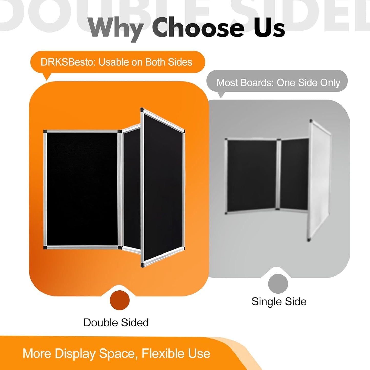 3+1 Panel Double-Sided Black Trifold Display Board with Storage Bag, 72 x 35.4 in Folding Tabletop Trifold Poster