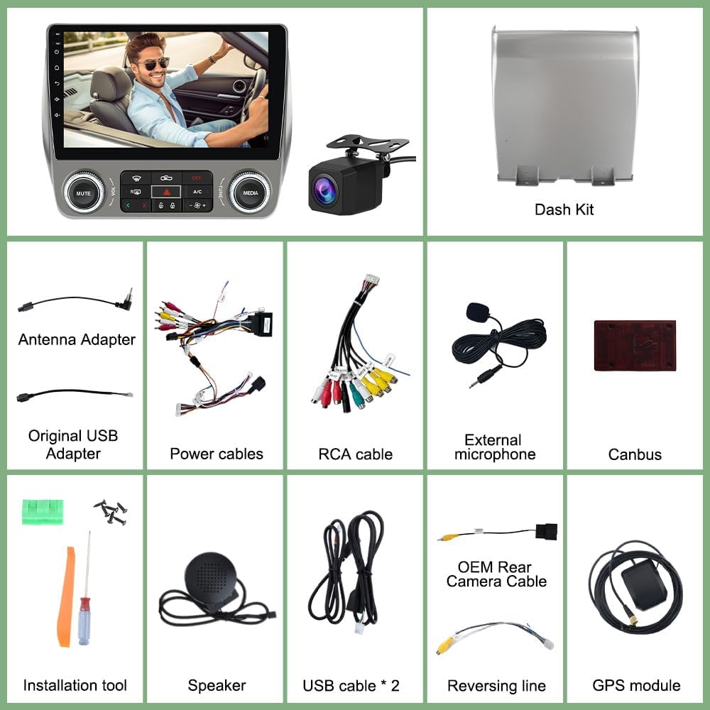 Car Radio for Chevrolet Camaro 2010-2015 with 9 inch Touchscreen, Carplay, Android, 8 Core 4GB+64GB