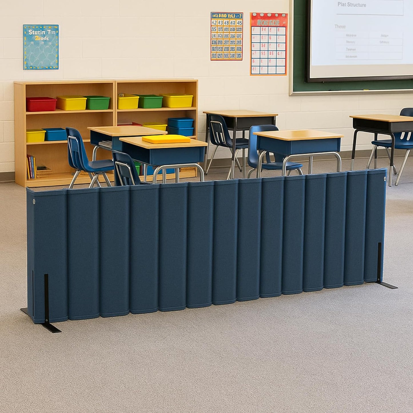 Acoustical Partition Wall - Sound Panel Classroom Office Room Divide, Easy Storage (Black, 8' Wide x 30' Tall)