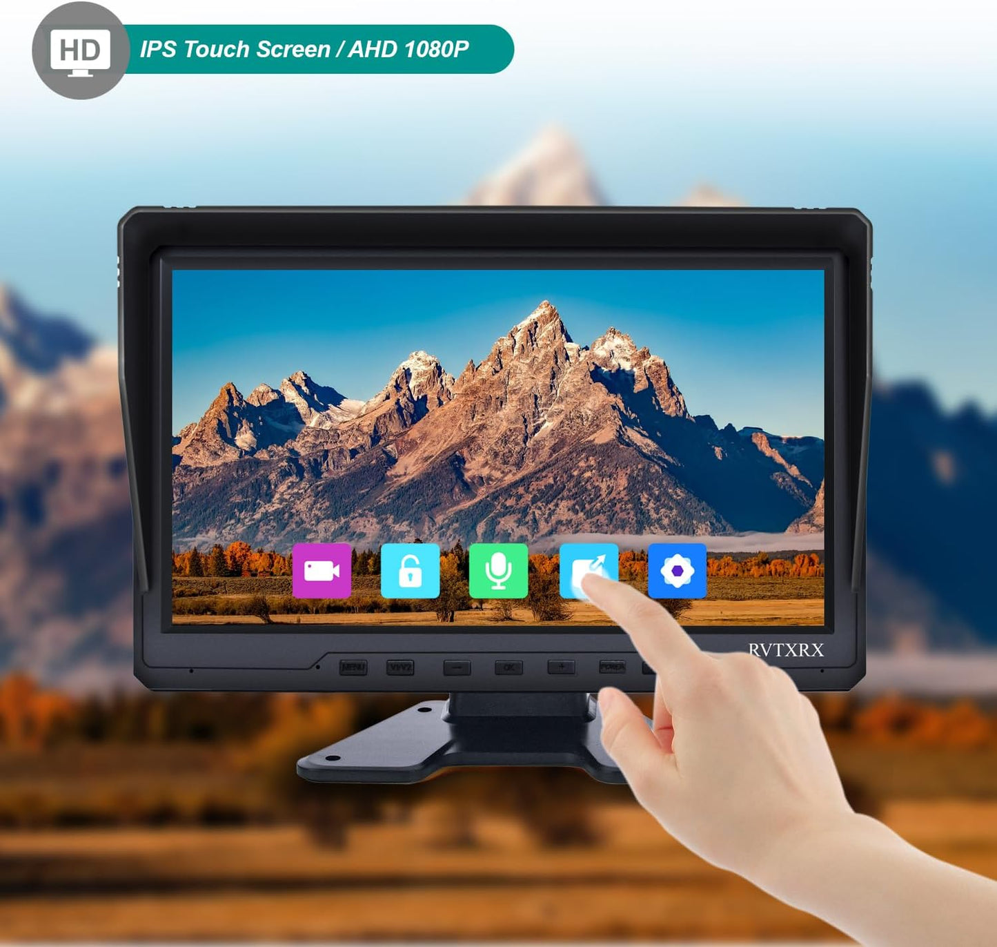 10.1 Inch 1080P AHD Quad Split Touch Screen Truck Monitor System with 4 IP69K Night Vision Cameras