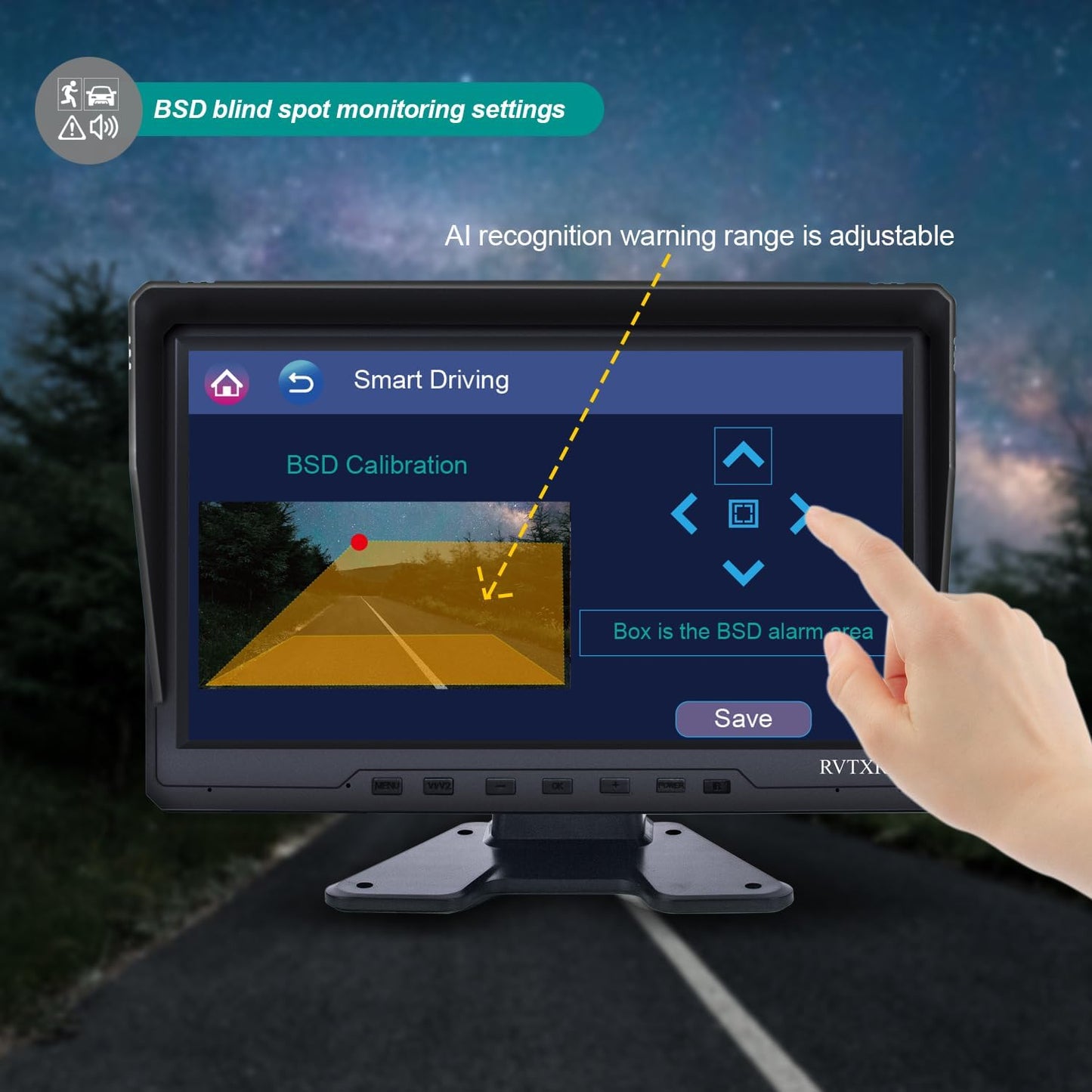 10.1 Inch 1080P AHD Quad Split Touch Screen Truck Monitor System with 4 IP69K Night Vision Cameras