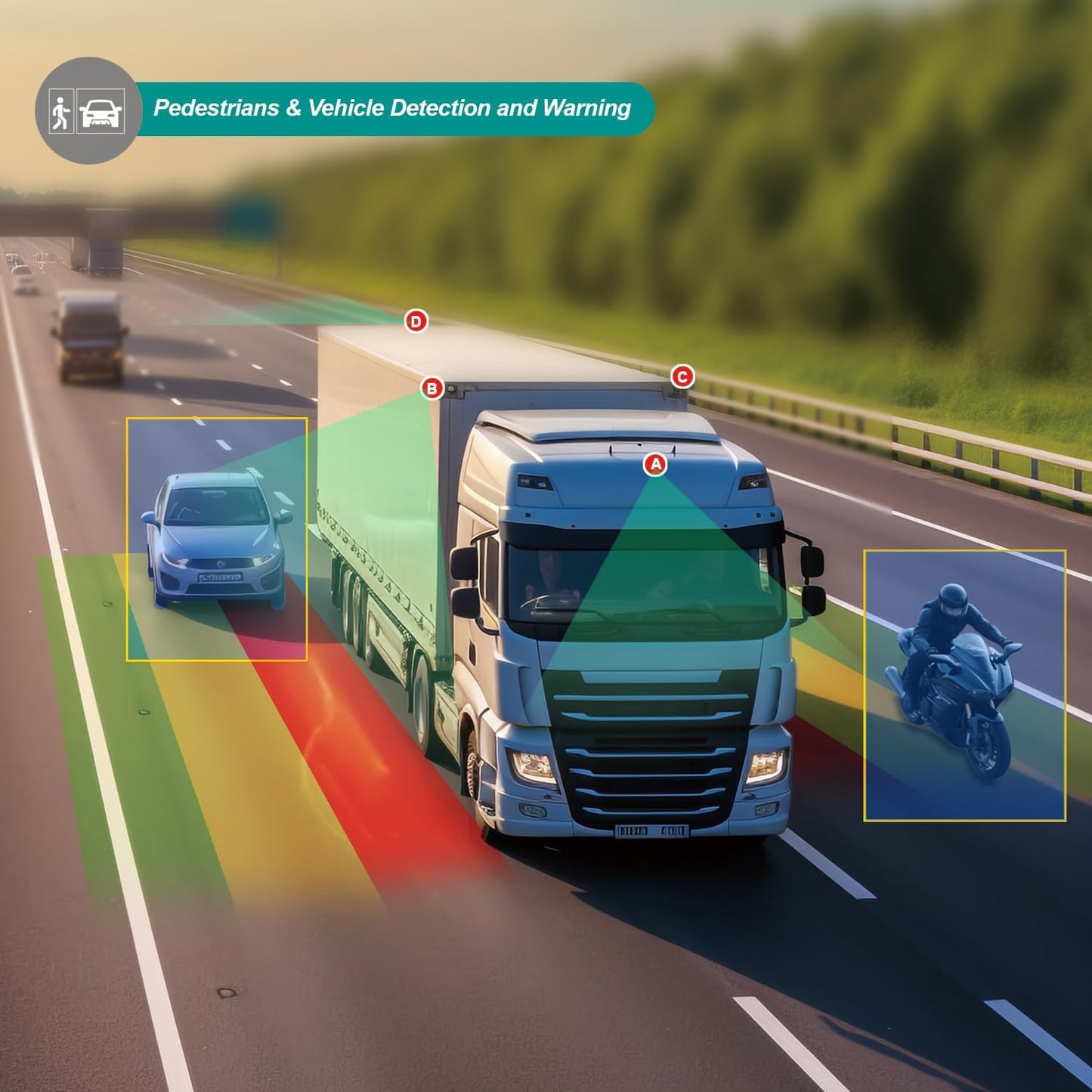 10.1 Inch 1080P AHD Quad Split Touch Screen Truck Monitor System with 4 IP69K Night Vision Cameras