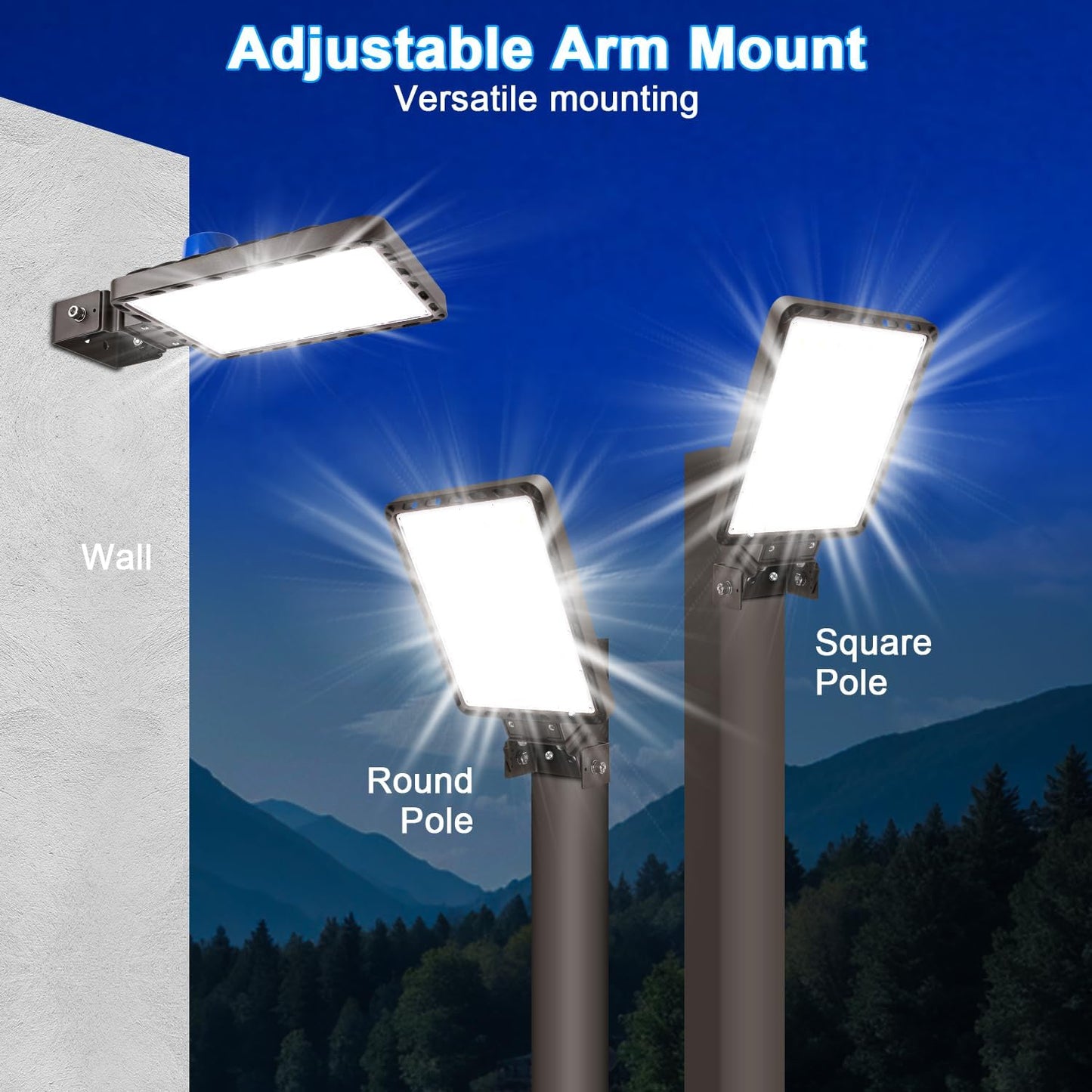 240W LED Parking Lot Lights-36000LM 5000K Daylight Bright Wall, Adjustable Mount IP65, with Photocell