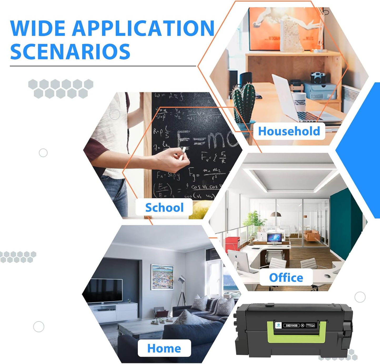 58D1H00 Black Toner Cartridge 58D1000 MS823dn Compatible for Lexmark MS823n MS821n MS821dn, 2 Pack