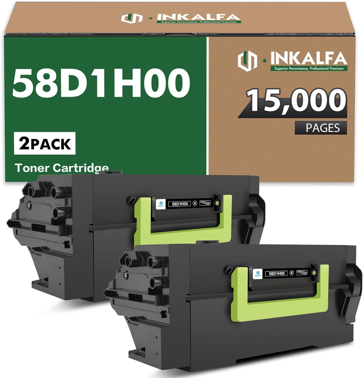 58D1H00 Black Toner Cartridge 58D1000 MS823dn Compatible for Lexmark MS823n MS821n MS821dn, 2 Pack