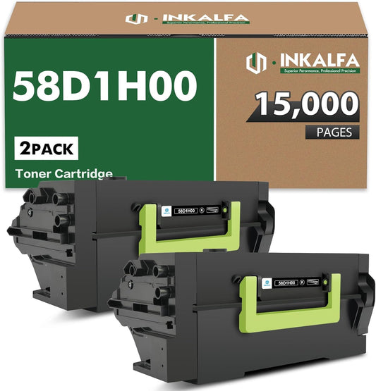58D1H00 Black Toner Cartridge 58D1000 MS823dn Compatible for Lexmark MS823n MS821n MS821dn, 2 Pack
