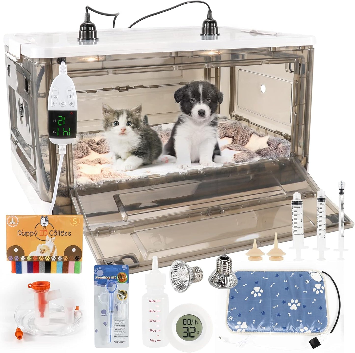 Puppy Incubator with Heating, Temperature Control, with Heating Mat (85L), 2026 New Puppy Incubators
