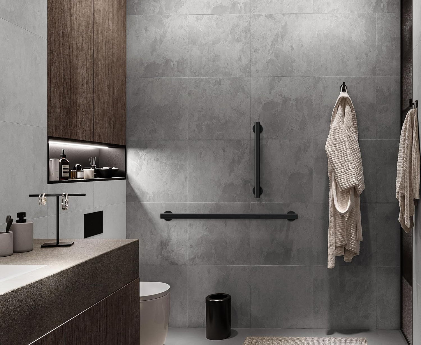 36'L Grab Bar, Matte Black/ADA Compliant Stainless Steel Safety Grab Bar for Bathroom