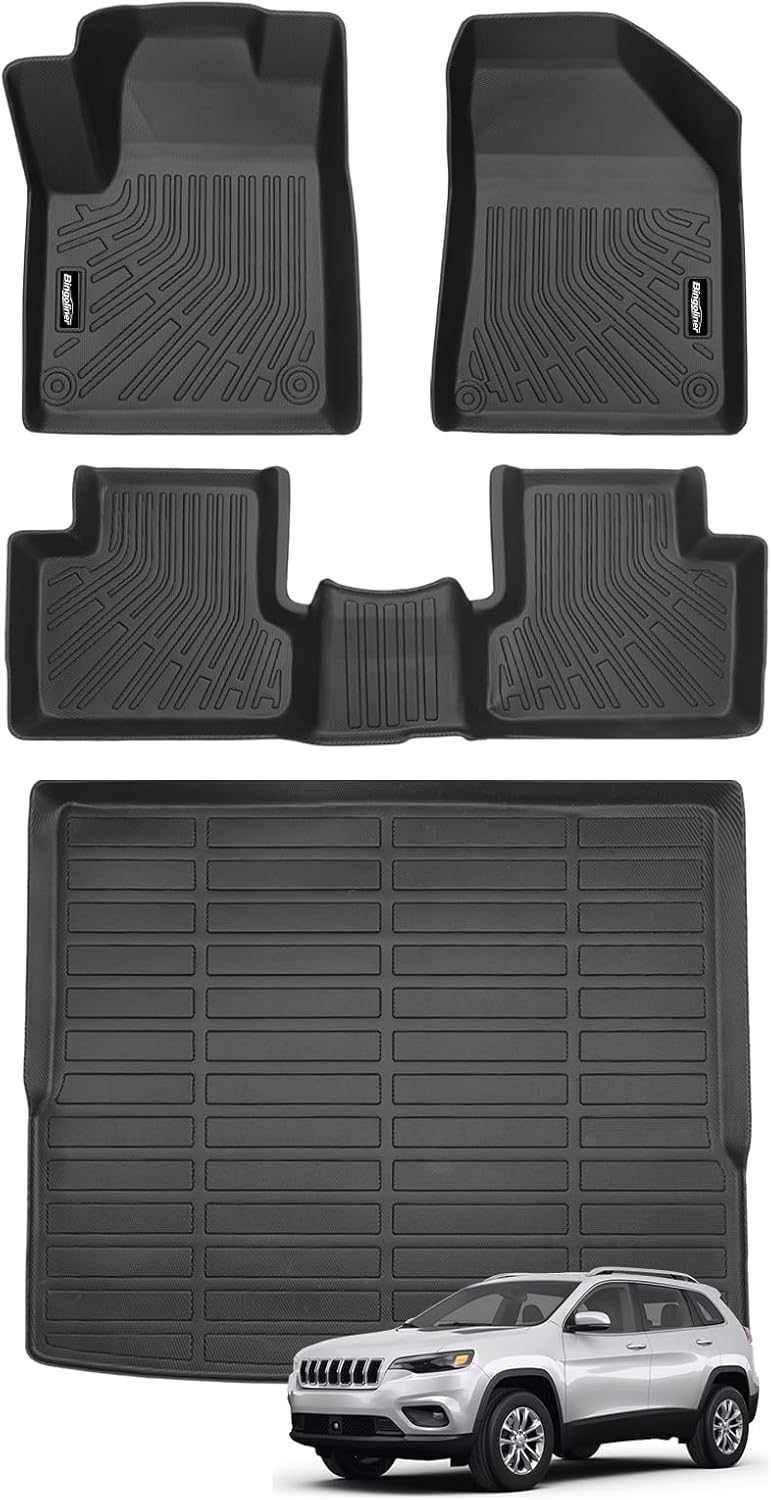 Floor Mats for 2019-2023 Jeep Cherokee (Not Fit Grand Cherokee), Trunk Mat All Weather TPE Protector